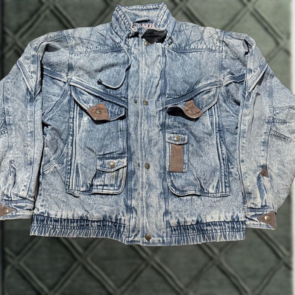 Vintage VINTAGE Eagles Ridge Trucker Jacket Blue Denim Leather Trim Heavy Lined - Medium Jacket Men Blue 90s Casual Workwear Size US M / EU 48-50 / 2 - 1 Thumbnail