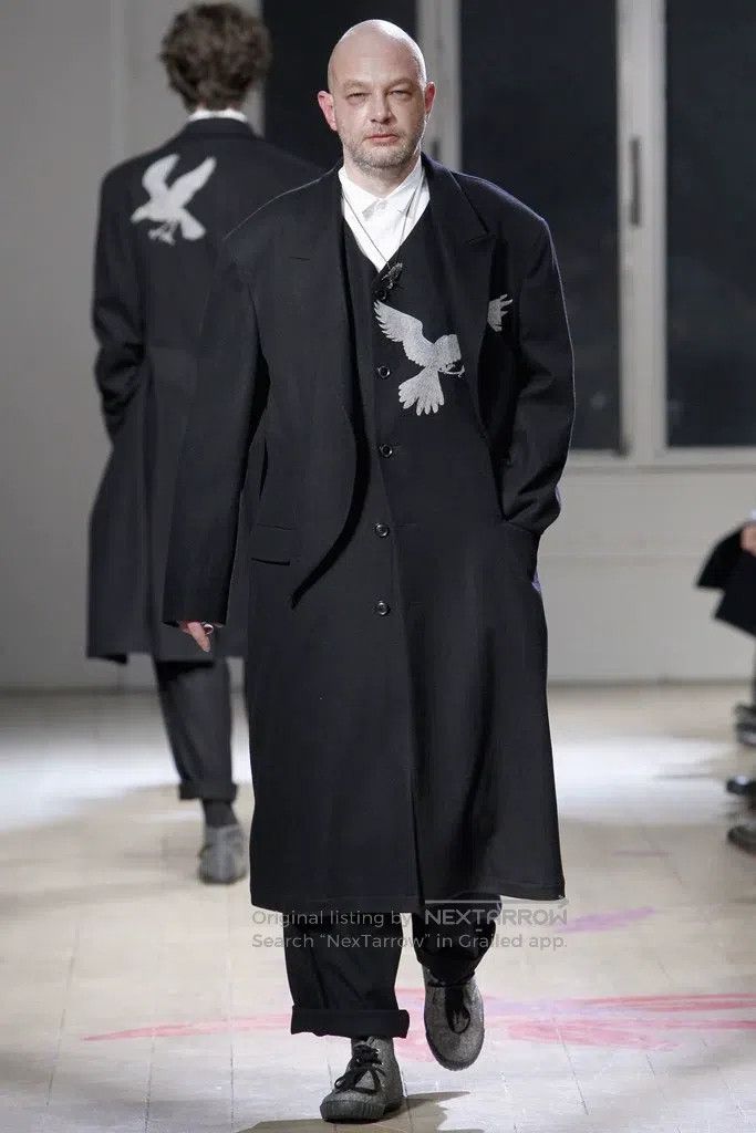 Yohji Yamamoto YOHJI YAMAMOTO White Crow Embroidered Double-Layer Coat Size US M / EU 48-50 / 2 - 6 Thumbnail