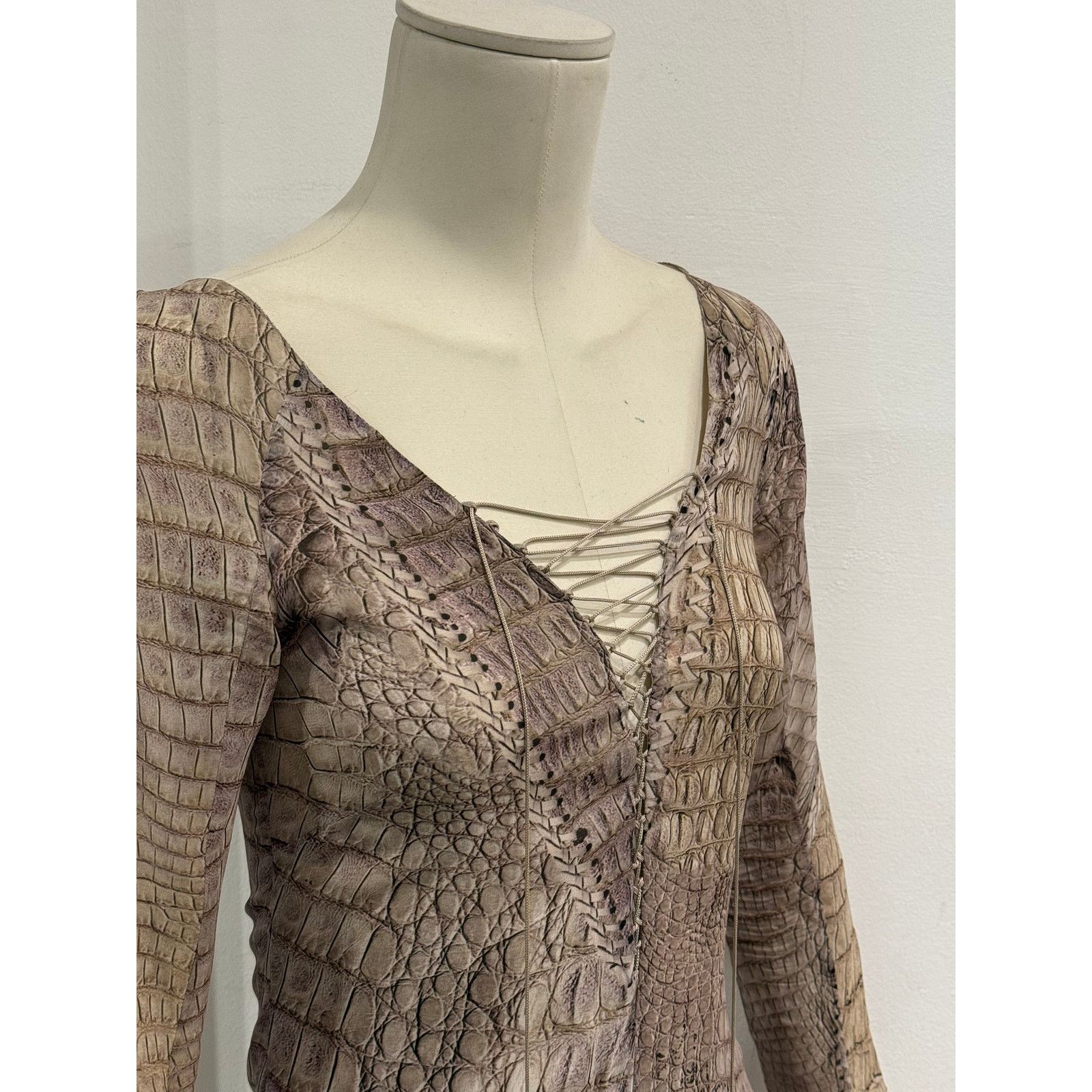 Roberto Cavalli S/S2011 Roberto Cavalli silk crocodile print fringe dress Size S / US 4 / IT 40 - 5 Thumbnail