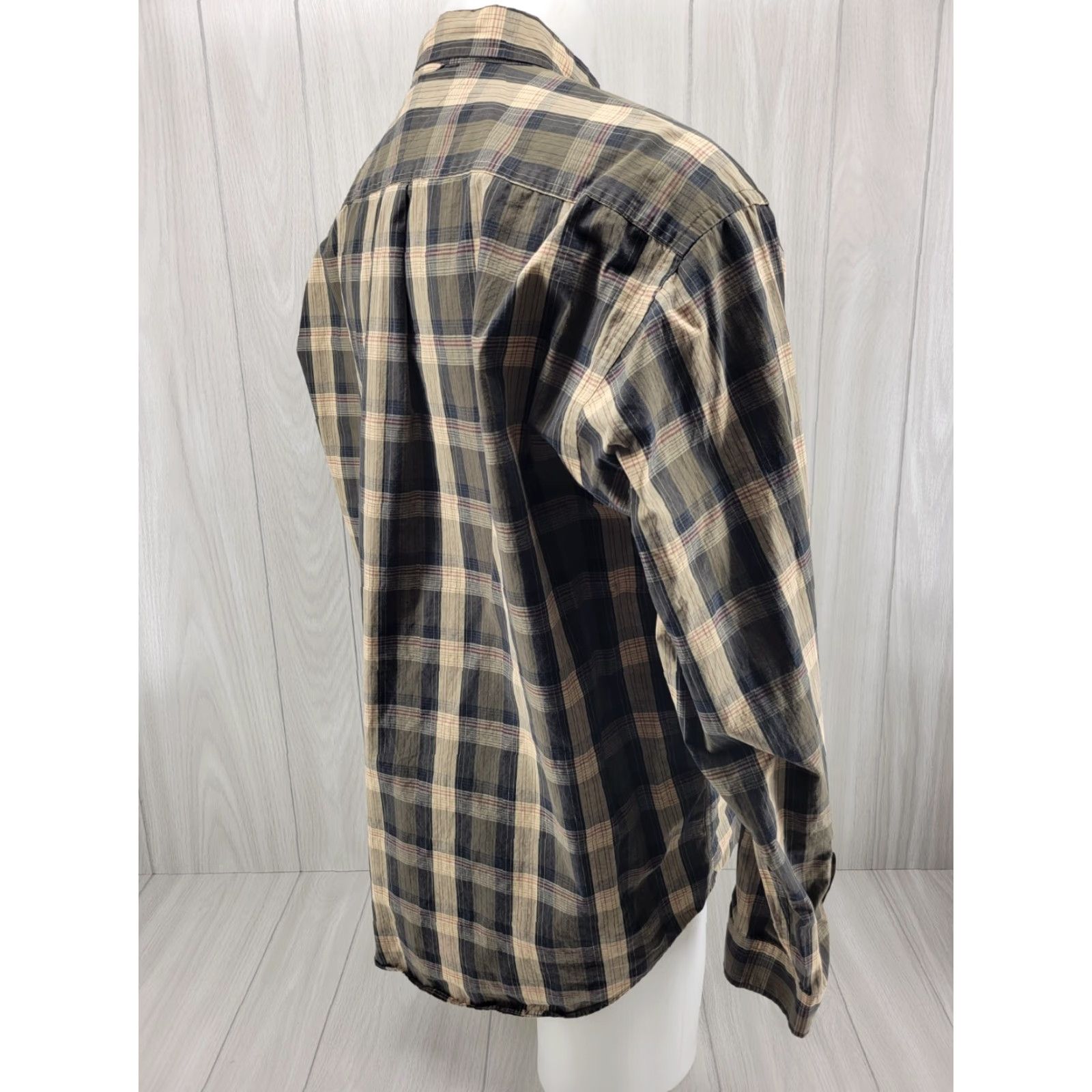 Tommy Hilfiger VINTAGE Tommy Hilfiger Plaid Button-Up Shirt XL 90s Crest Logo Cotton Tan Green Mens Shirt Size US XL / EU 56 / 4 - 5 Thumbnail