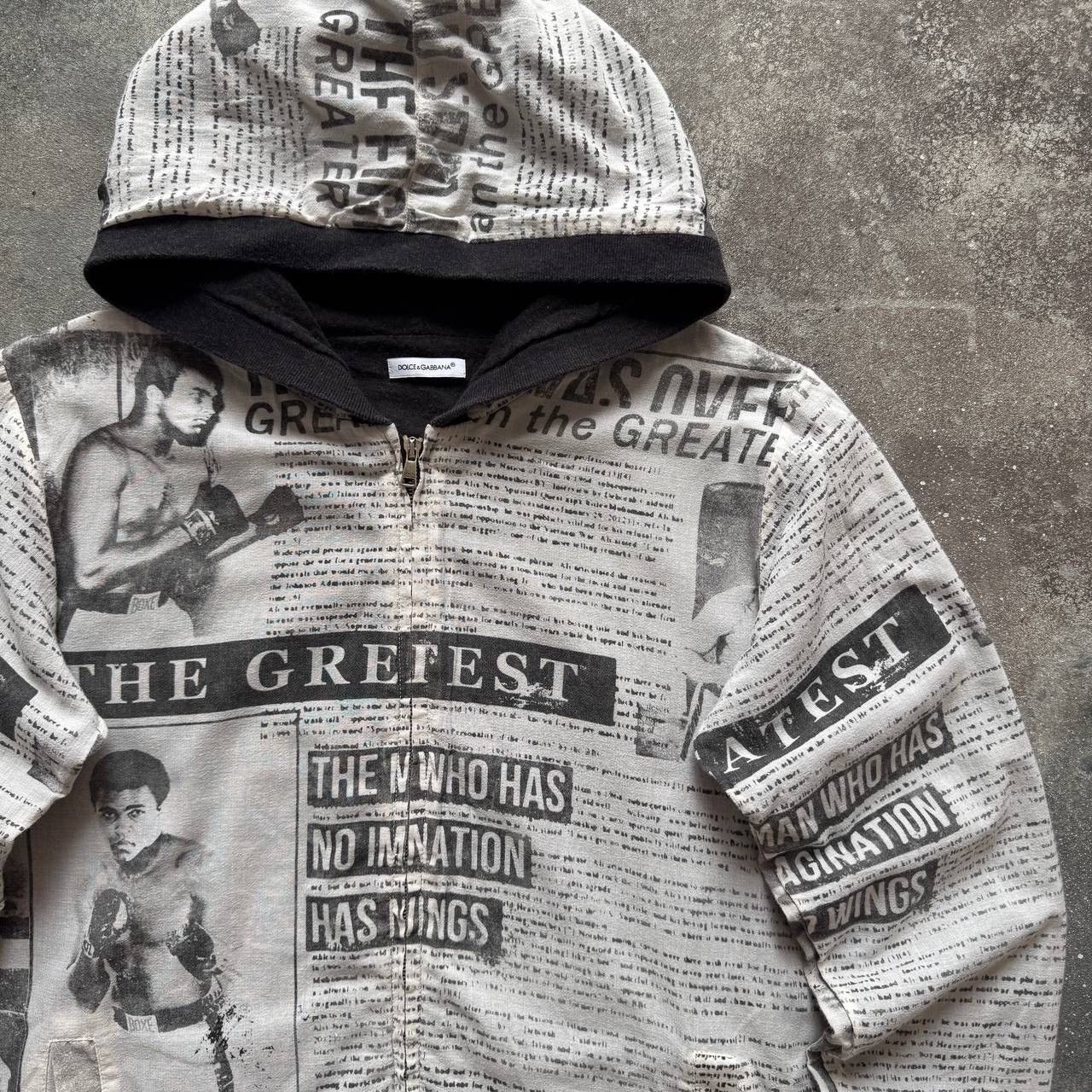 Dolce & Gabbana Dolce & Gabbana Vintage Mohamed Ali Gazette Print Zip Hoodie Size XS / US 0-2 / IT 36-38 - 3 Thumbnail