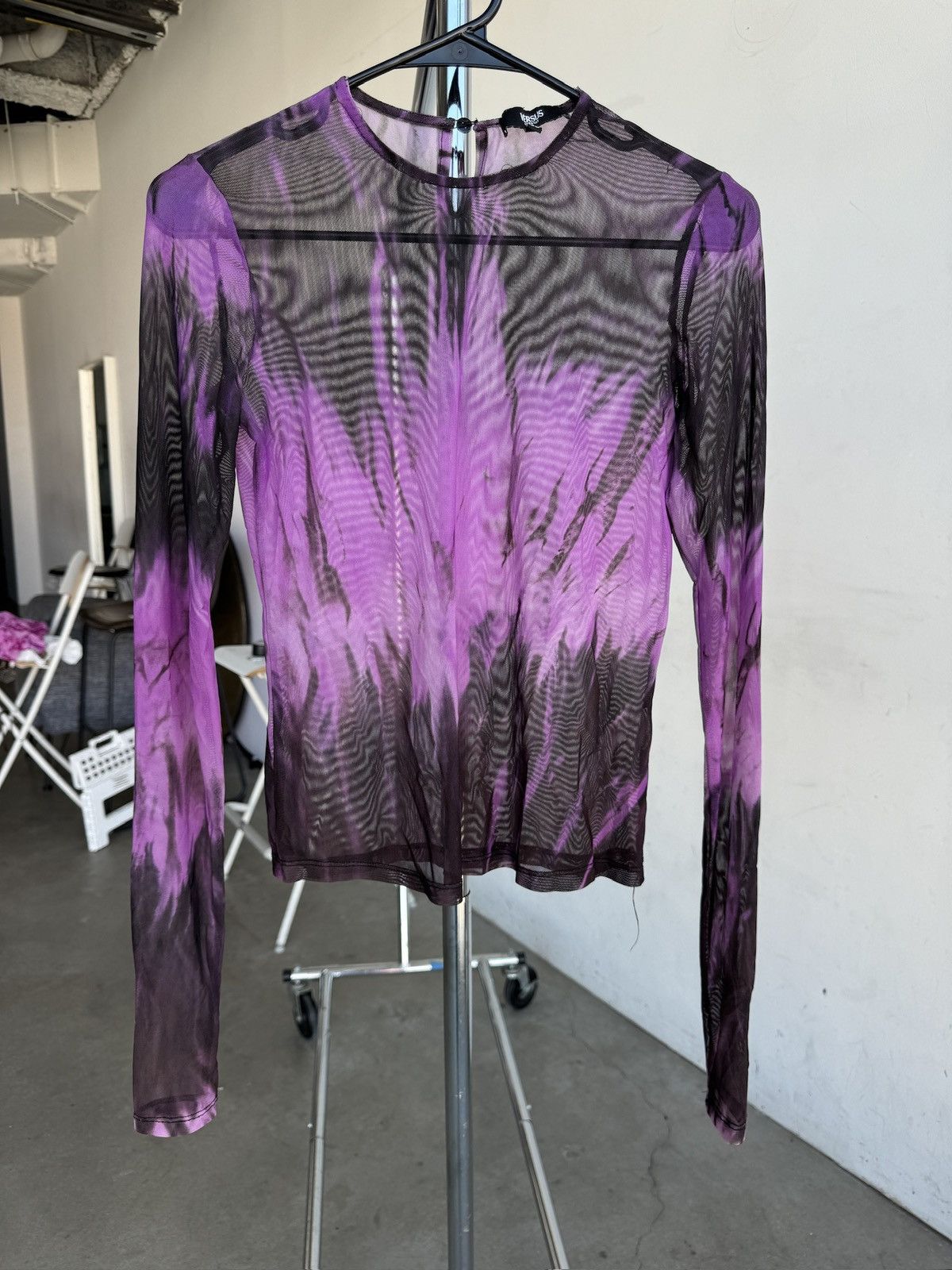 Versus Versace VERSUS VERSACE PURPLE AND BLACK MESH LONG SLEEVE SHIRT Size M / US 6-8 / IT 42-44 - 1 Thumbnail