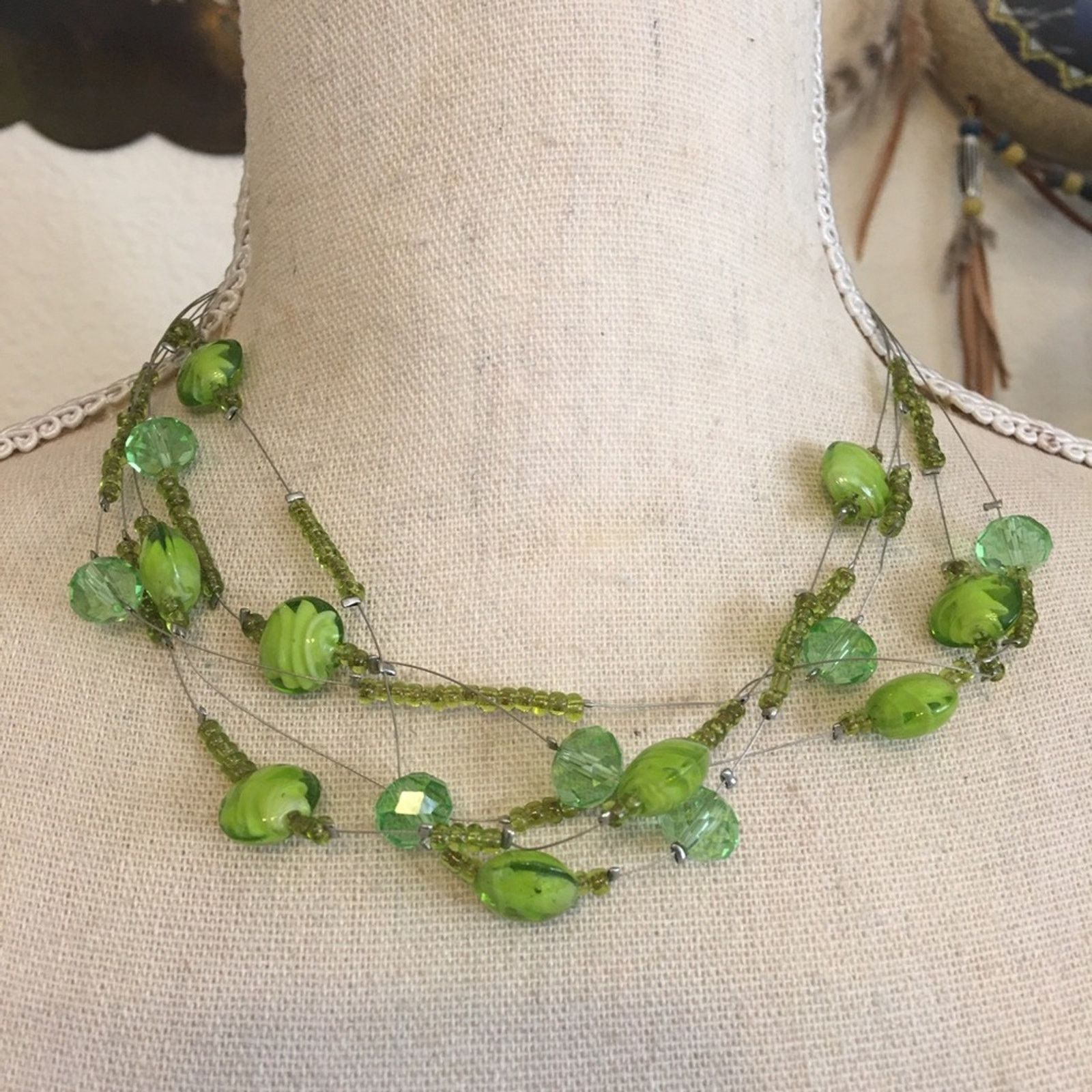 Vintage Vintage 90s multi strand beaded fish line necklace Size ONE SIZE - 1 Thumbnail