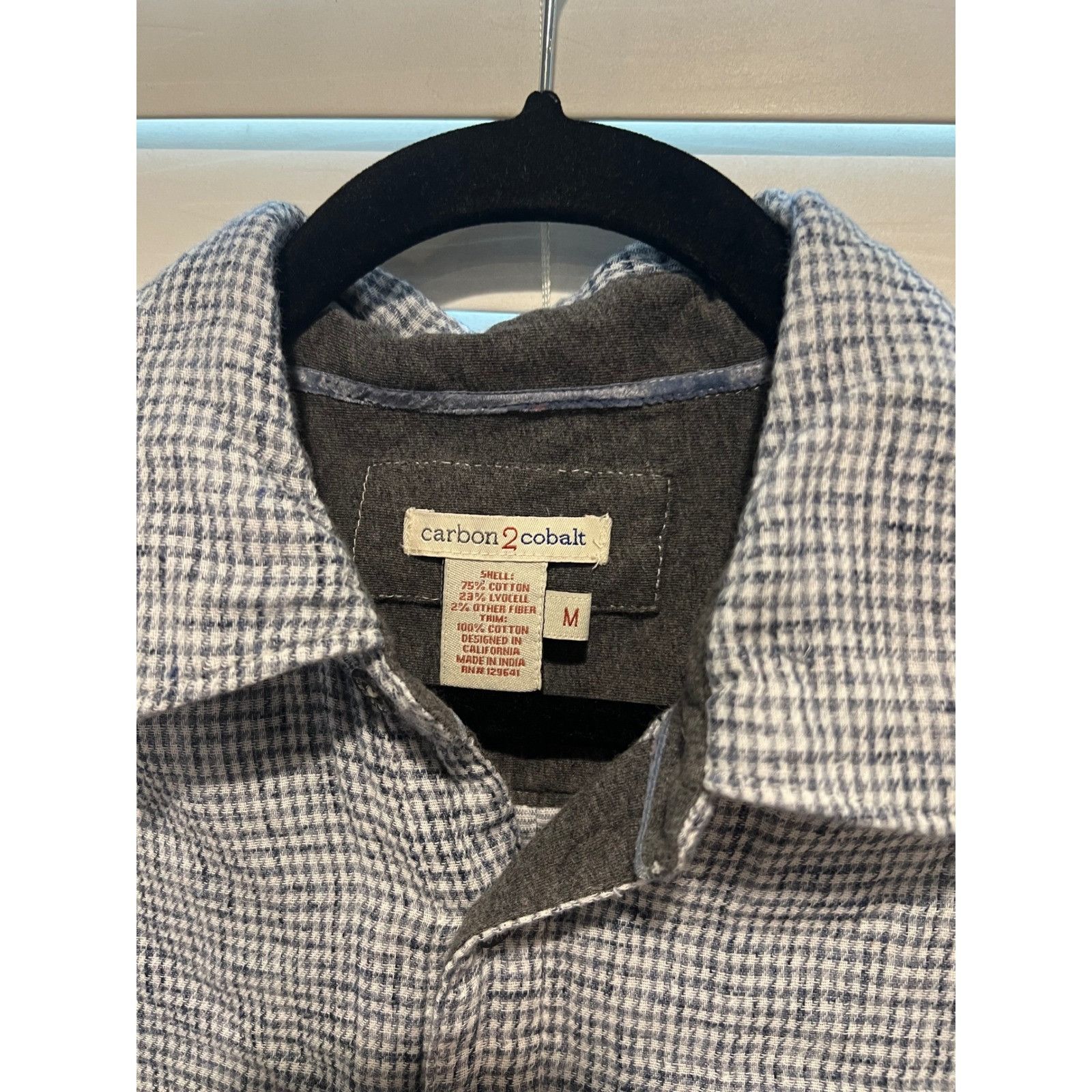 Carbon2Cobalt Carbon 2 Cobalt Mens Gray White Checkered Long Sleeve Button Size US M / EU 48-50 / 2 - 2 Thumbnail