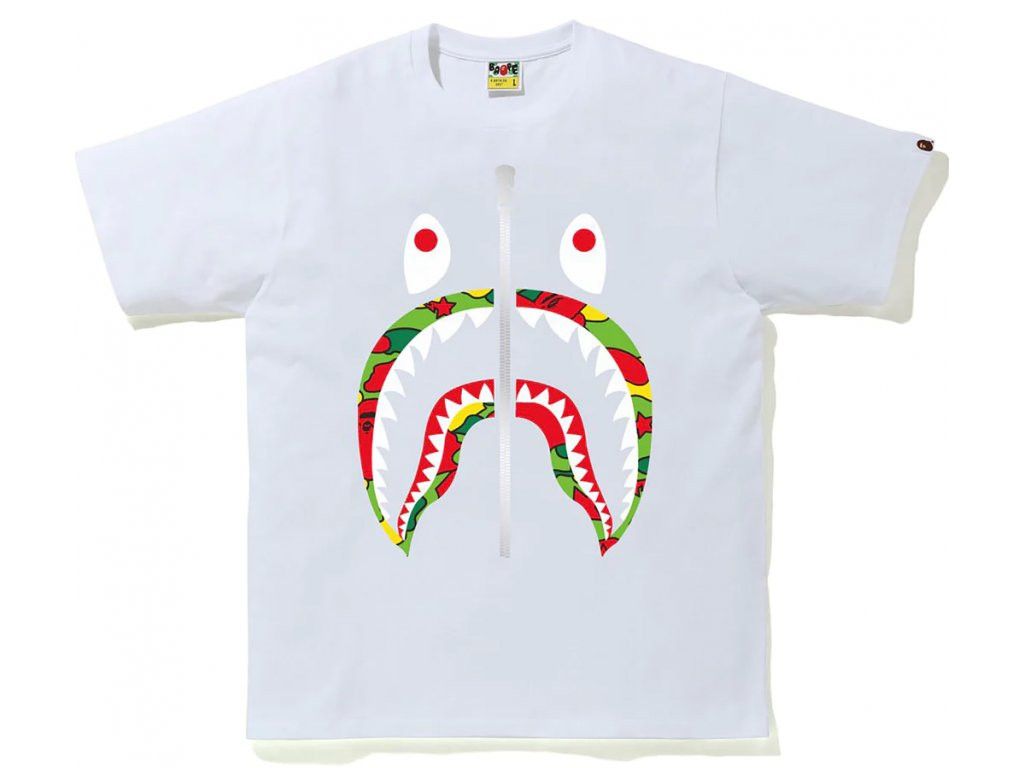 image of Bape Sta Camo Shark Tee in White, Men's (Size XL)