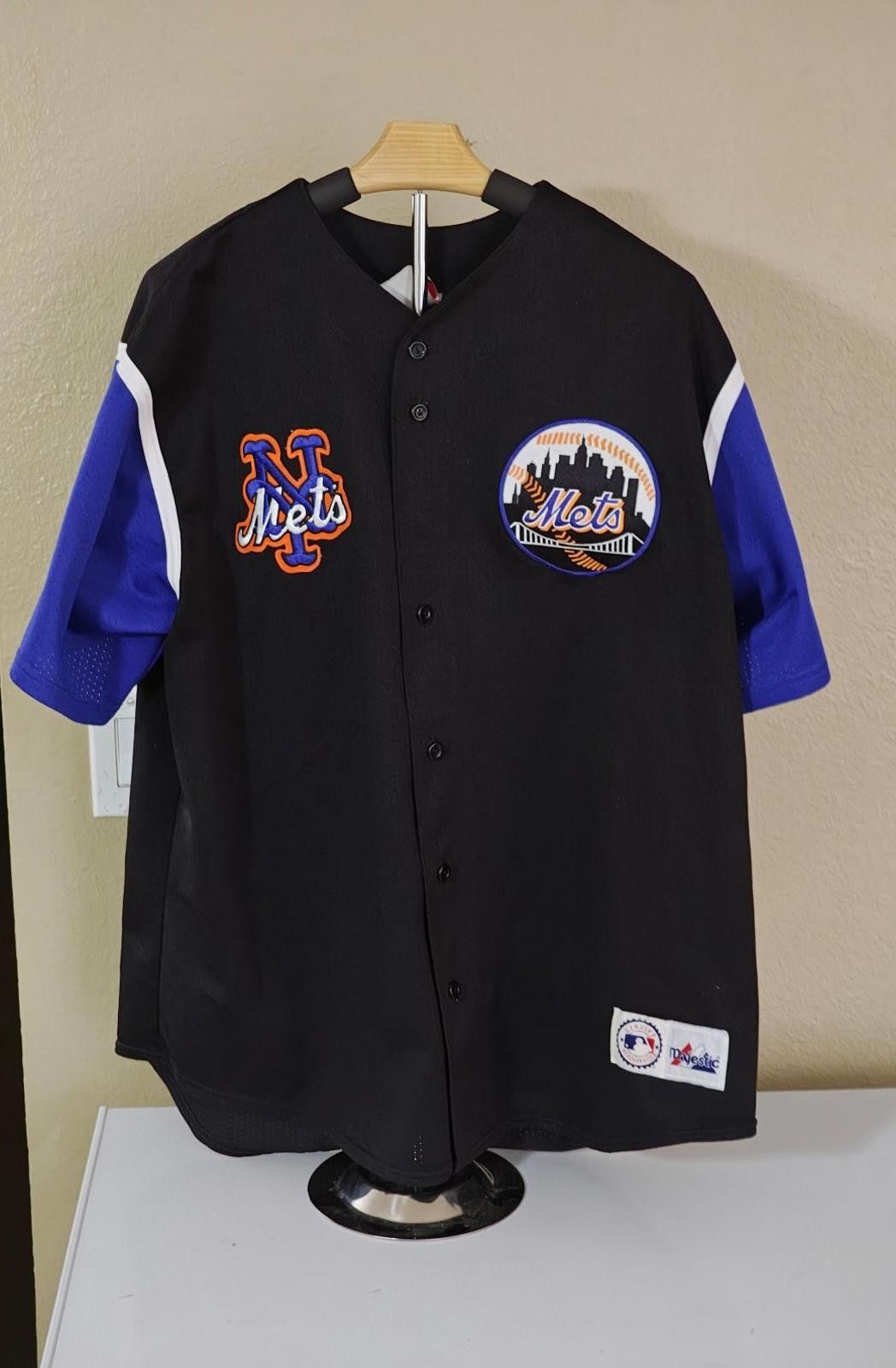 Majestic 1990's Majestic New York Mets Big Patches Black Jersey Size US XXL / EU 58 / 5 - 1 Thumbnail