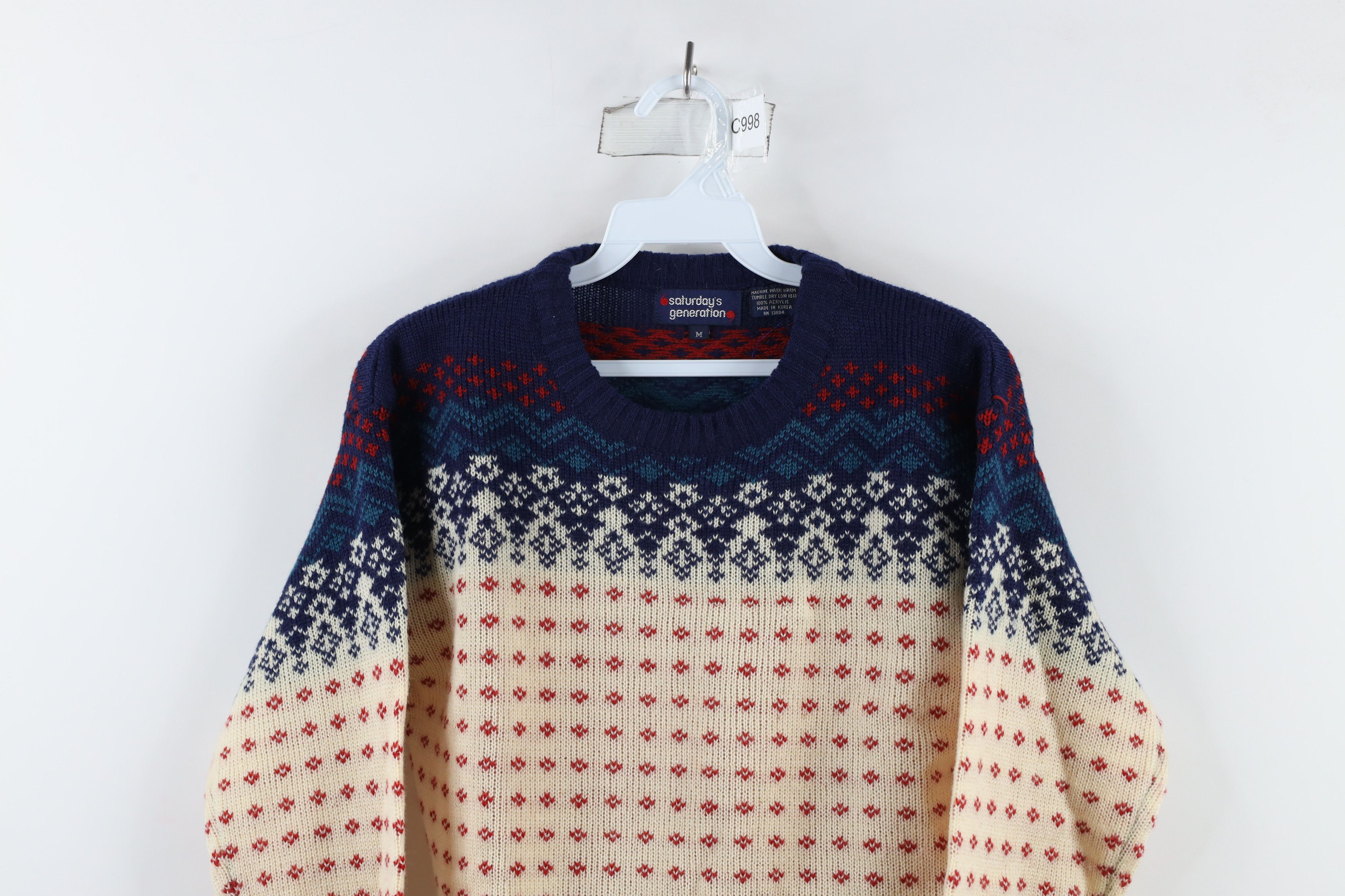 Vintage Vintage 70s Streetwear Fair Isle Crewneck Sweater Acrylic Size M / US 6-8 / IT 42-44 - 2 Thumbnail