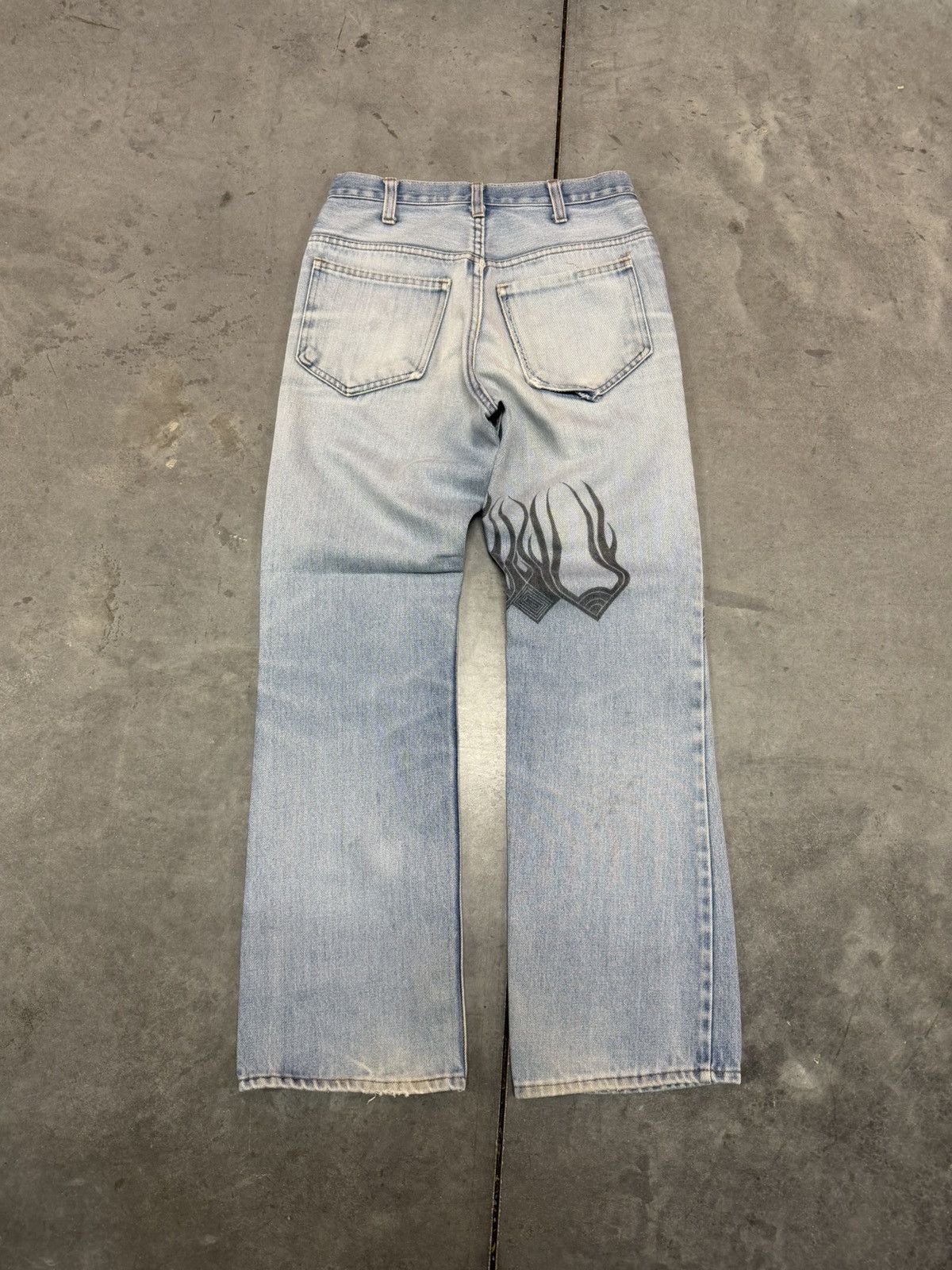 Vintage Light Wash Bootcut 70s Stenciled Jeans ERD Grunge Punk Size US 29 - 2 Thumbnail