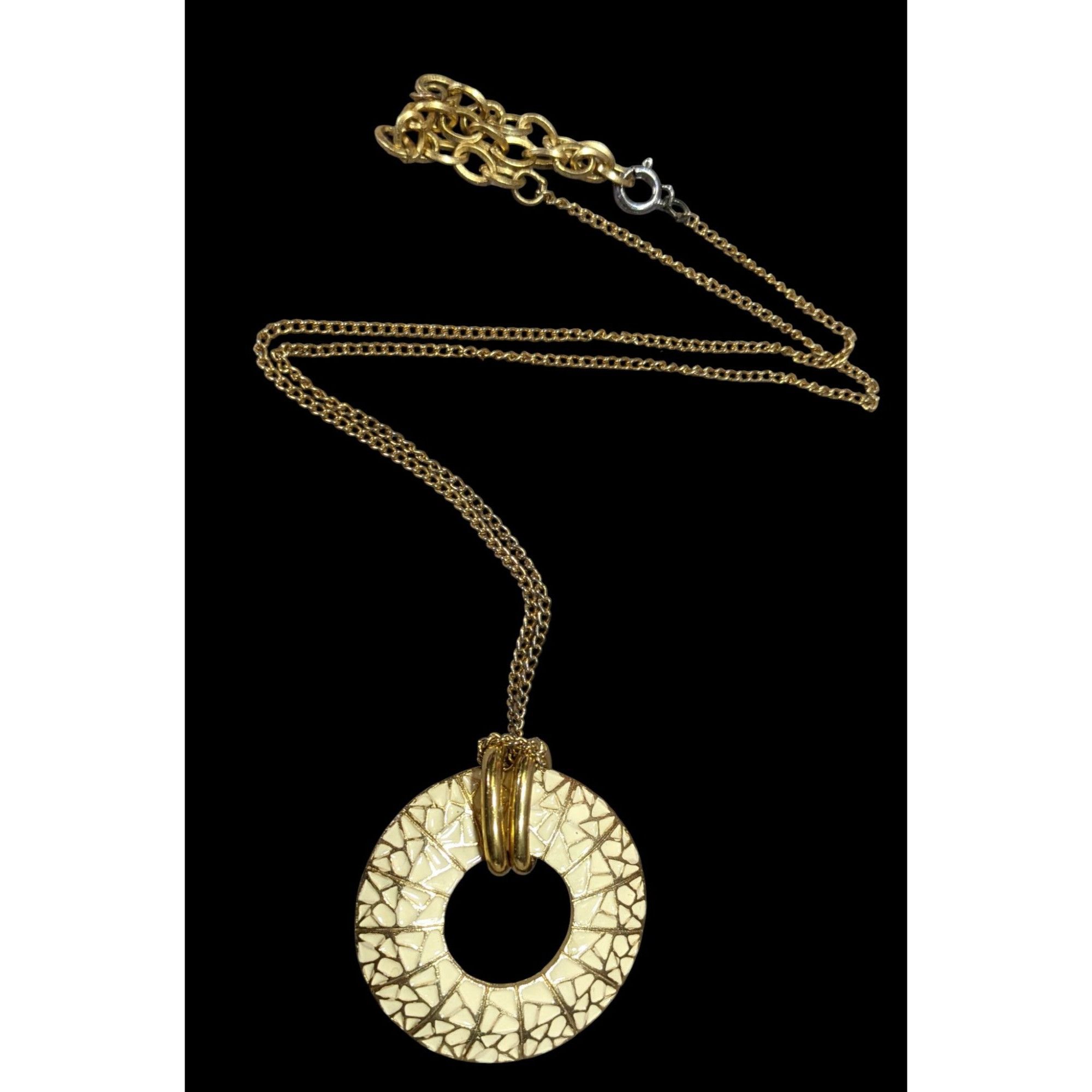 Other Geometric Cream And Gold Tone Open Disc Pendant Necklace Size ONE SIZE - 1 Thumbnail