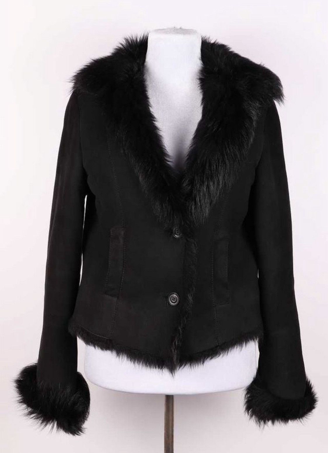 Gucci Tom Ford Black Shearling Suede Moto Leather Jacket
