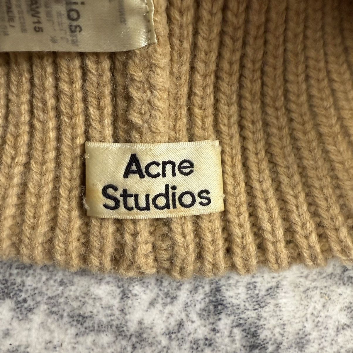 Acne Studios Acne Studios Face Patch Ribbed Beanie Camel Size ONE SIZE - 4 Thumbnail