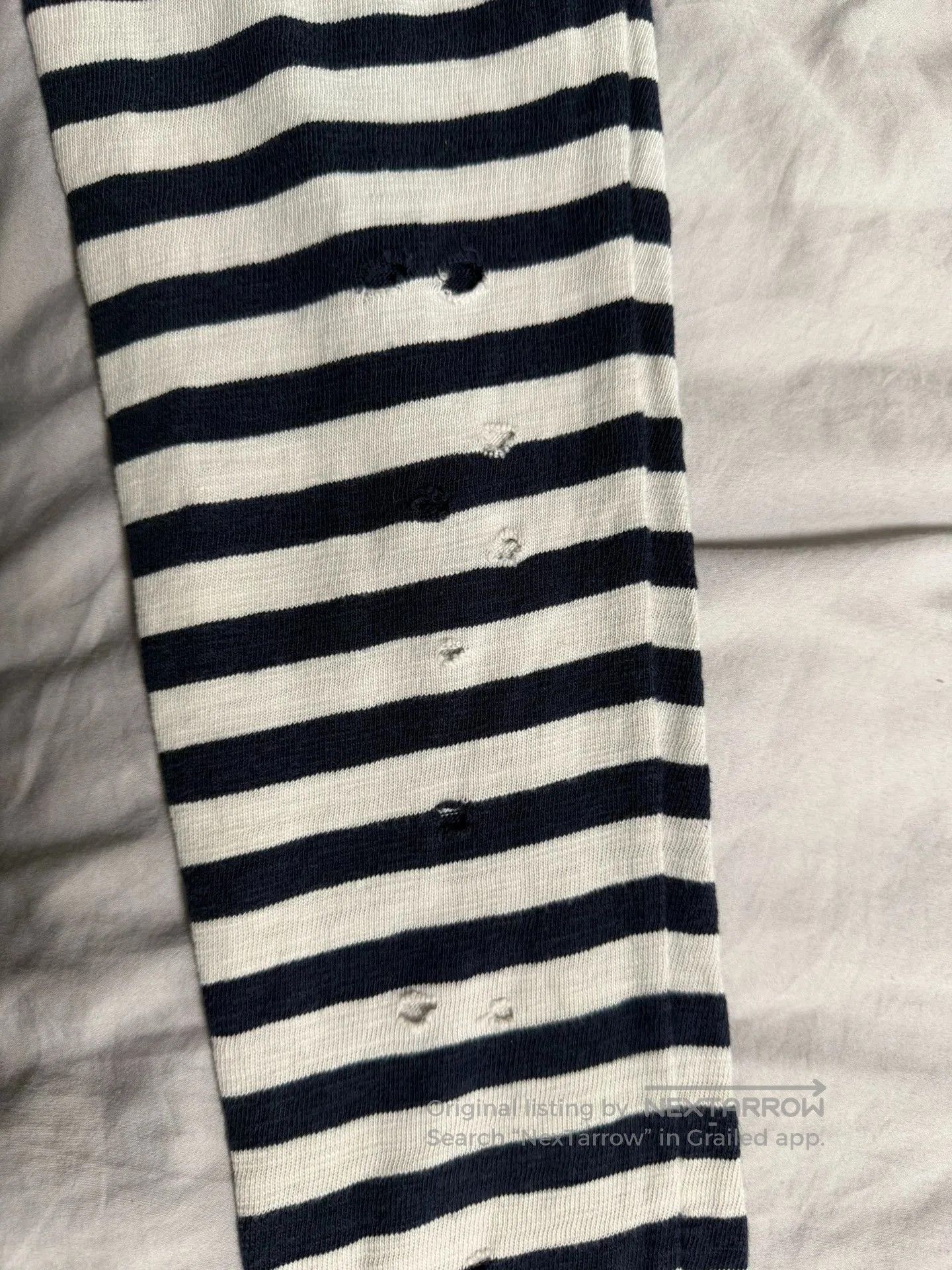 Balmain Balmain 10AW Navy Stripe Distressed LS T. Size US S / EU 44-46 / 1 - 6 Thumbnail