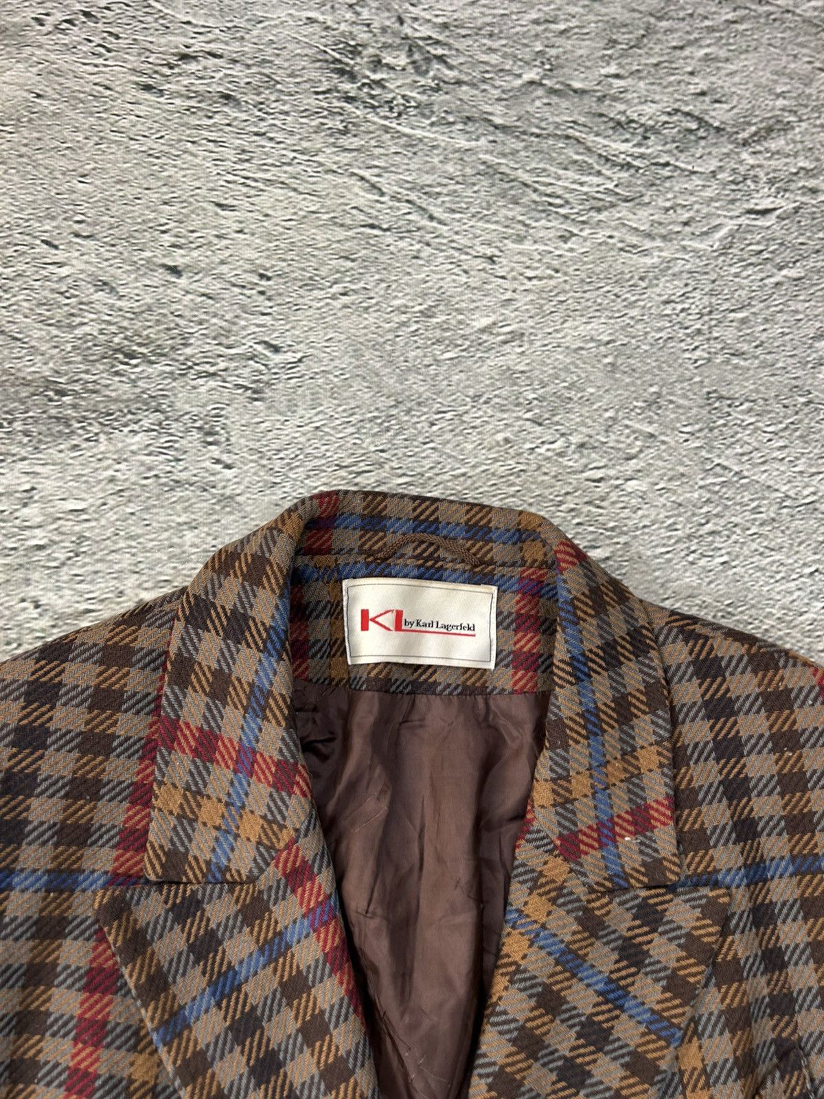 Karl Lagerfeld Karl Lagerfeld blazer vintage wool brown checkered Size 48R - 2 Thumbnail
