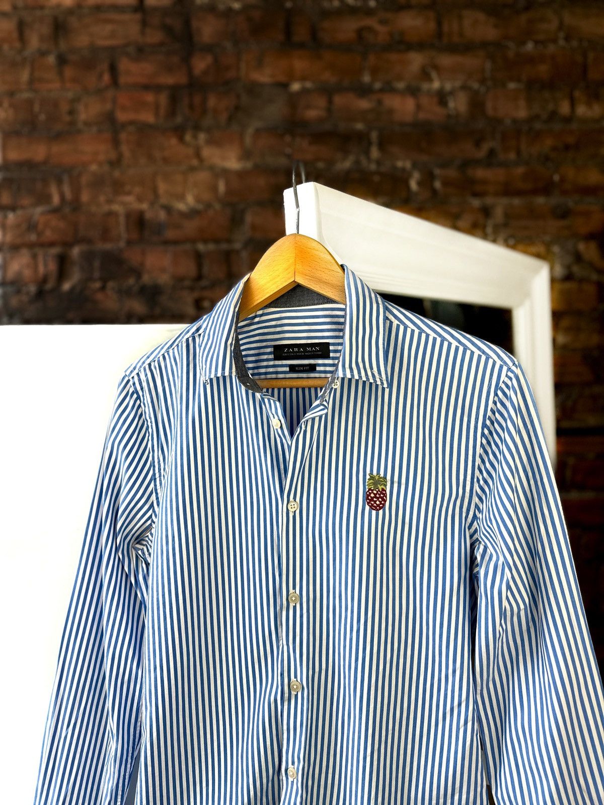Zara ZARA Men’s Stripped Shirts Button Up Blue Size: S Size US S / EU 44-46 / 1 - 3 Thumbnail