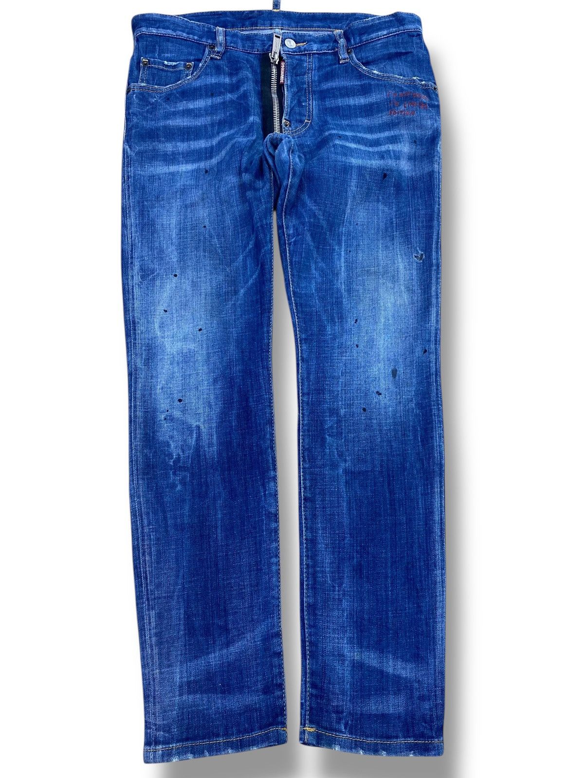 Dsquared2 Dsquared2 Faded Wash Whisker Style Straight Cut Jeans Size US 32 / EU 48 - 1 Thumbnail