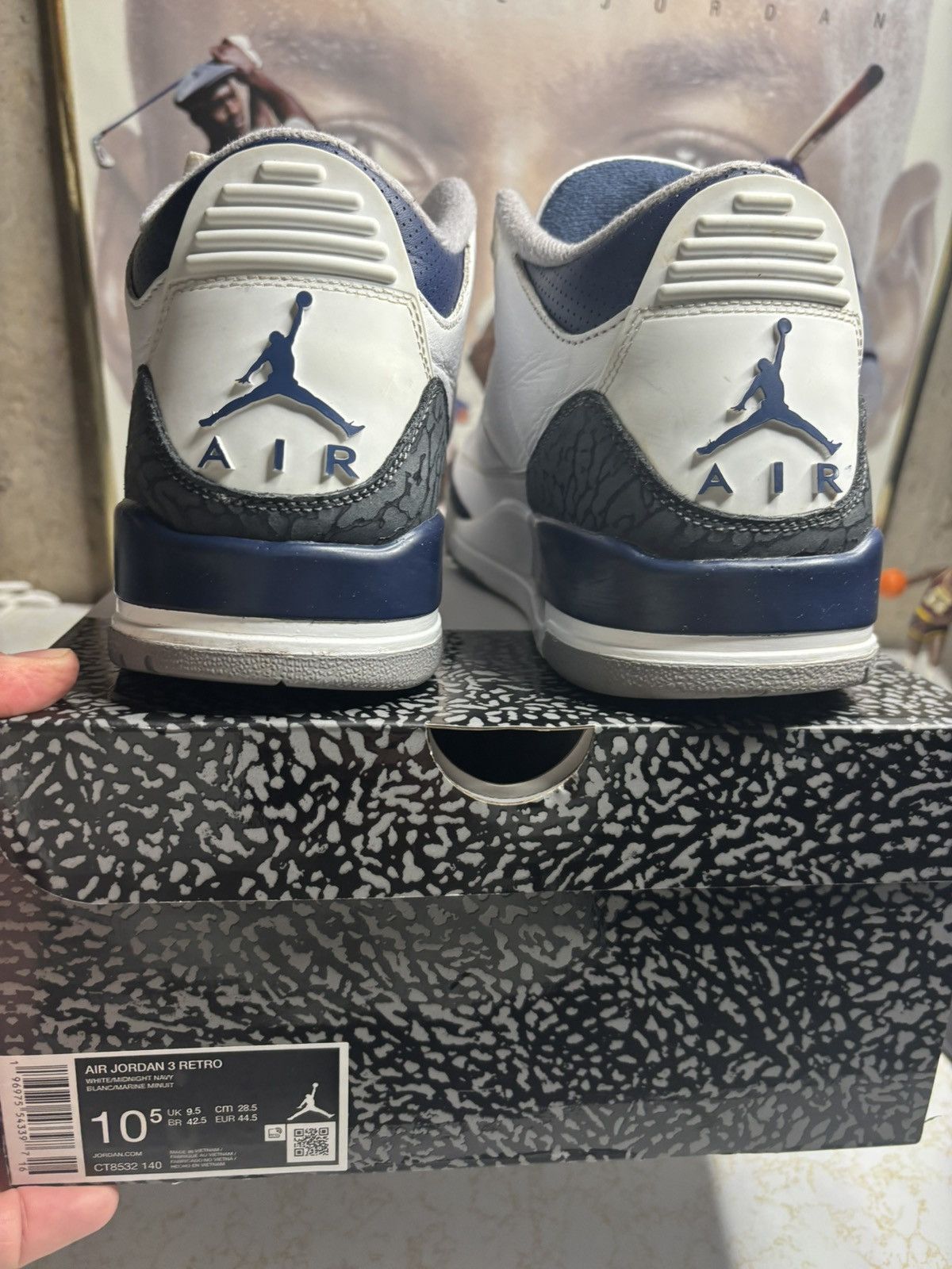 Jordan Brand Air Jordan 3 Retro Navy Size US 10.5 / EU 43-44 - 7 Thumbnail