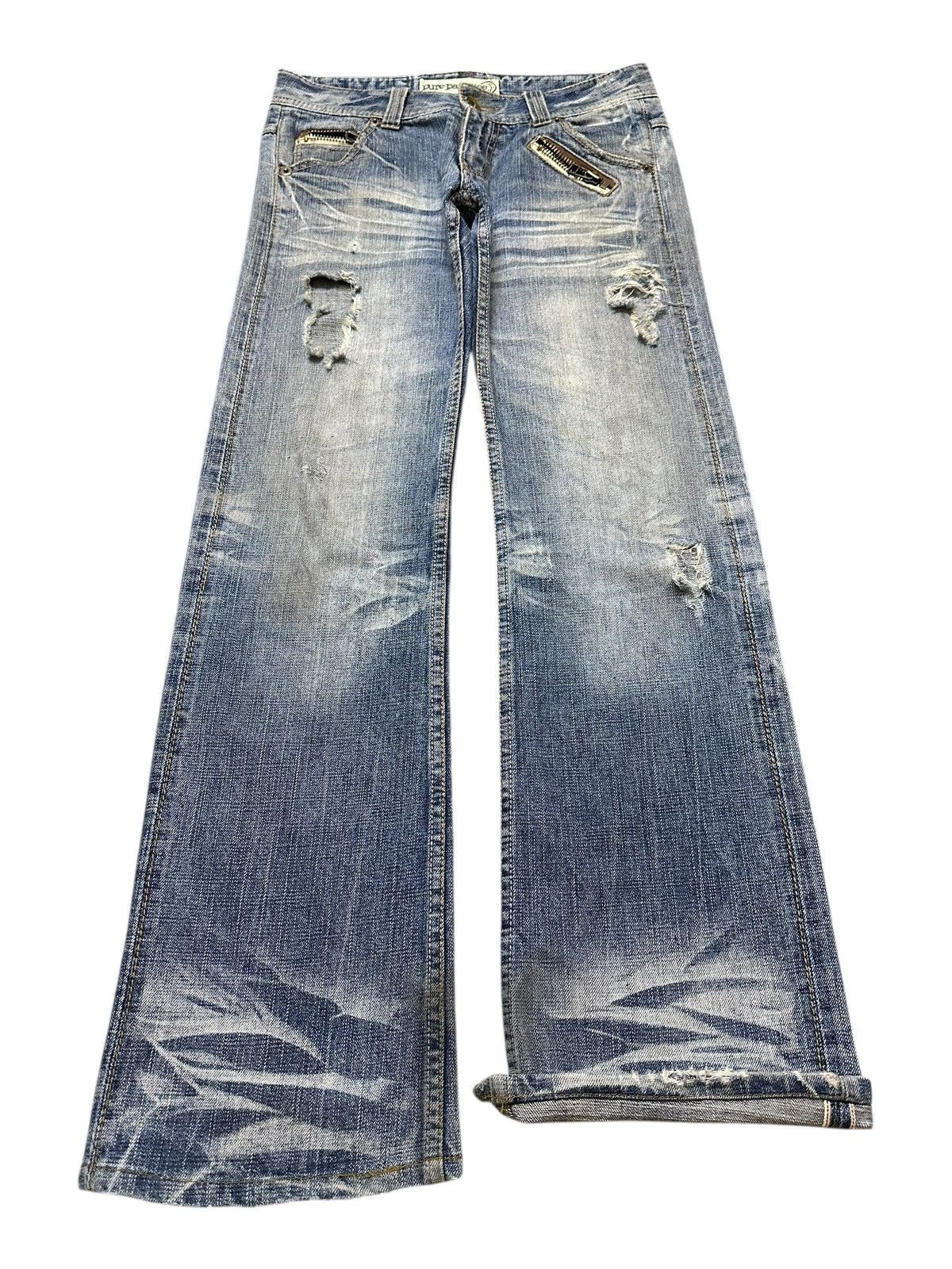 If Six Was Nine Vintage Japanese Selvedge Faded Wash Distress Baggy Jeans Size US 31 - 1 Thumbnail