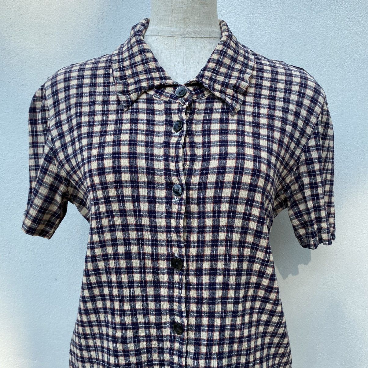 Tsumori Chisato Tsumori Chisato Vintage Plaid Button-Up Pleated Shirt Size M / US 6-8 / IT 42-44 - 11 Thumbnail