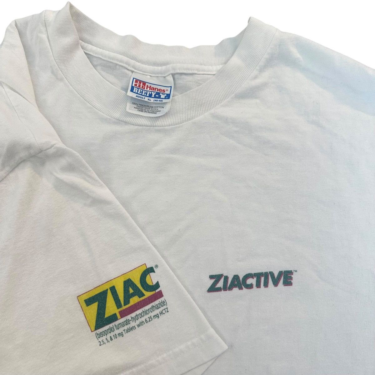 Hanes Vintage 1990s Ziac Ziactive pharmaceutical promo shirt XL Size US XL / EU 56 / 4 - 1 Thumbnail