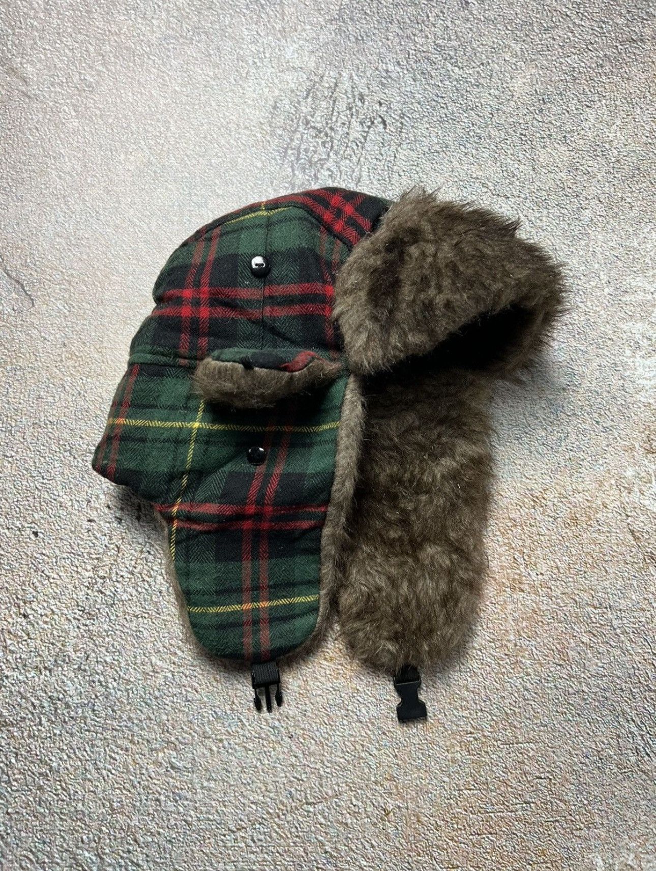 Pre-owned Avant Garde Y2k Archival Quilted Fuzzy Faux Fur Japan Style Trapper Hat In Brown