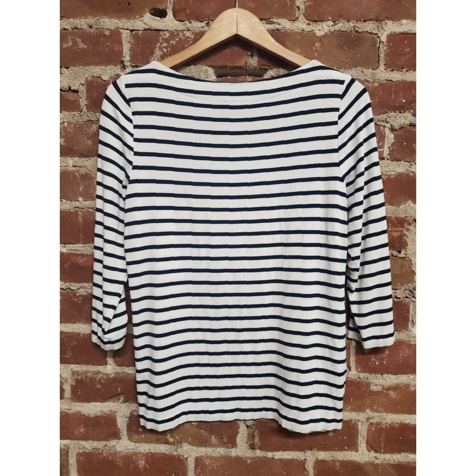 Ralph Lauren Ralph Lauren Womens T-Shirt White Striped 3/4 Sleeve L Size Large Shirt Womens Size L / US 10 / IT 46 - 2 Thumbnail