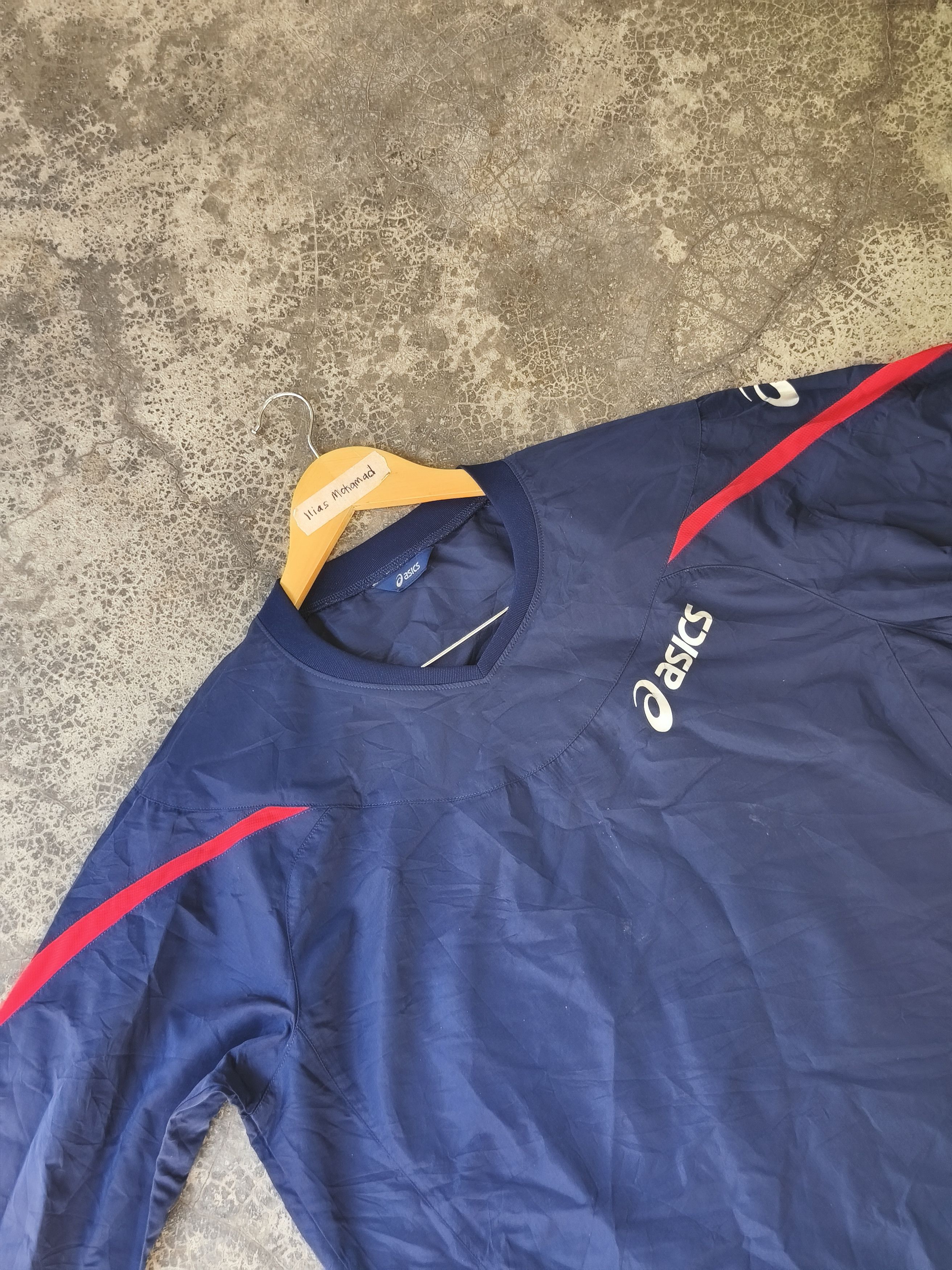 Asics Vintage ASICS Windbreaker Pullover Jacket - 2000s Navy Red Size US L / EU 52-54 / 3 - 5 Thumbnail