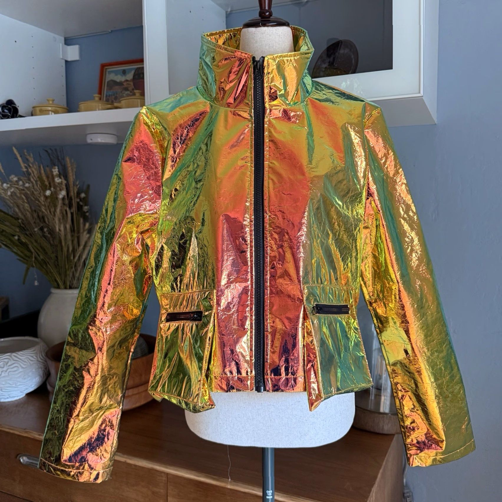 Jaded London Jaded London Copper Holographic Cropped Jacket & Mini Skirt Set Sz L - Multicolor, 2 Piece Outfit, Women Size 36" / US 14 / IT 50 - 2 Thumbnail