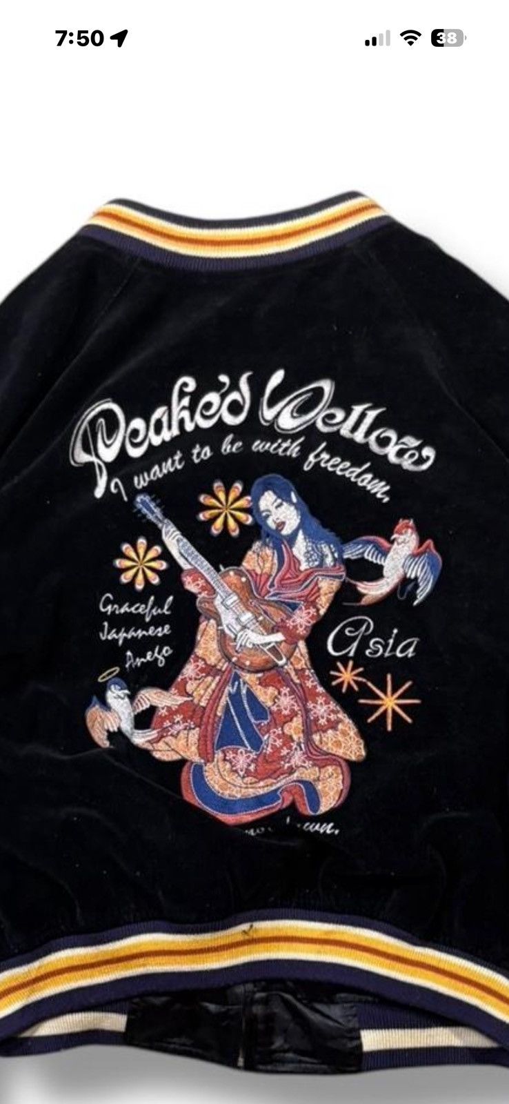 Other Peaked yellow Japanese embroidered silk souvenir jacket Size US M / EU 48-50 / 2 - 2 Thumbnail