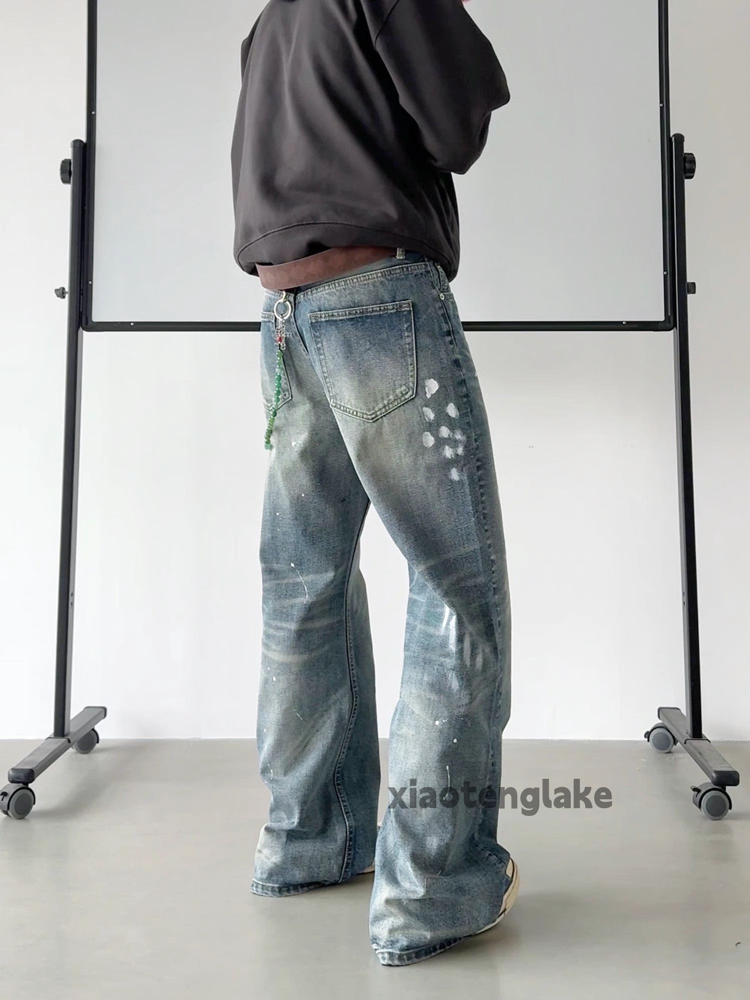 Jean × Vintage Washed faded cleanfit paint rusty stain baggy jeans Size US 30 / EU 46 - 3 Thumbnail
