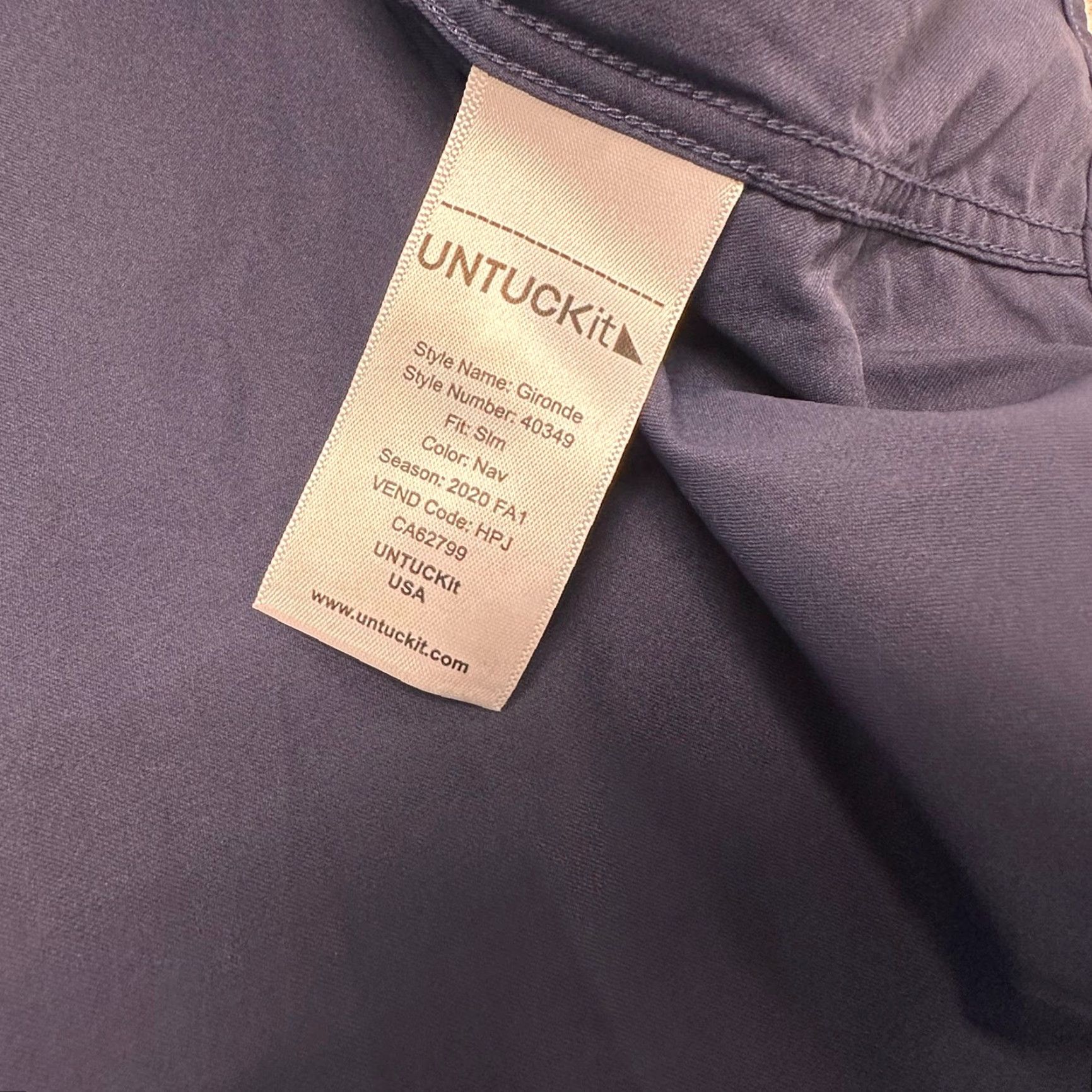 UNTUCKit UNTUCKit Gironde Navy Blue Mens XL Slim Fit Nylon Long Sleeve Button Up Shirt Size US XL / EU 56 / 4 - 5 Thumbnail