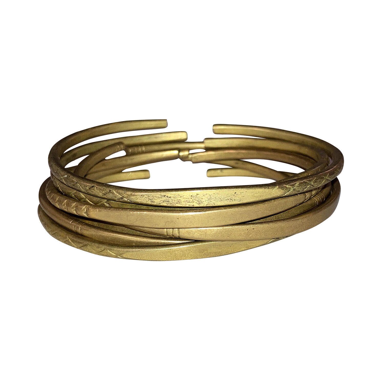 Designer Southeast Asian Etched Brass Bangle Set Size ONE SIZE - 1 Thumbnail