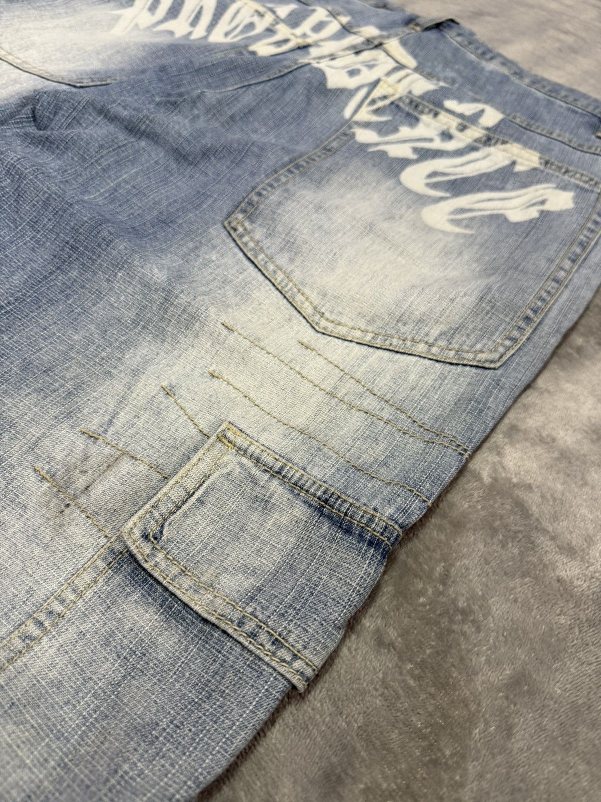 JNCO × Japanese Brand × Spyder Vintage Spider Web Poems Japanese baggy Cargo Denim Pants Size US 30 / EU 46 - 20 Thumbnail