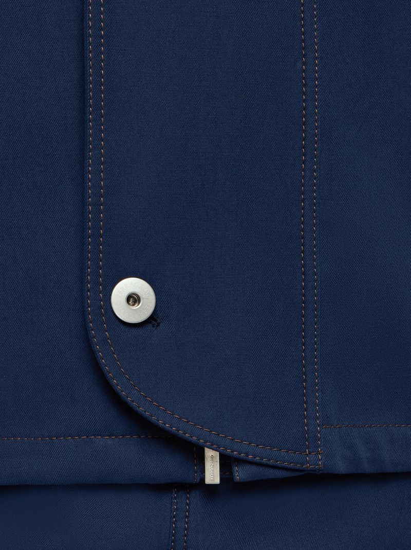 Salvatore Ferragamo o1s1rm0126 Denim Hooded Blouson Jacket in Blue Size US S / EU 44-46 / 1 - 6 Thumbnail