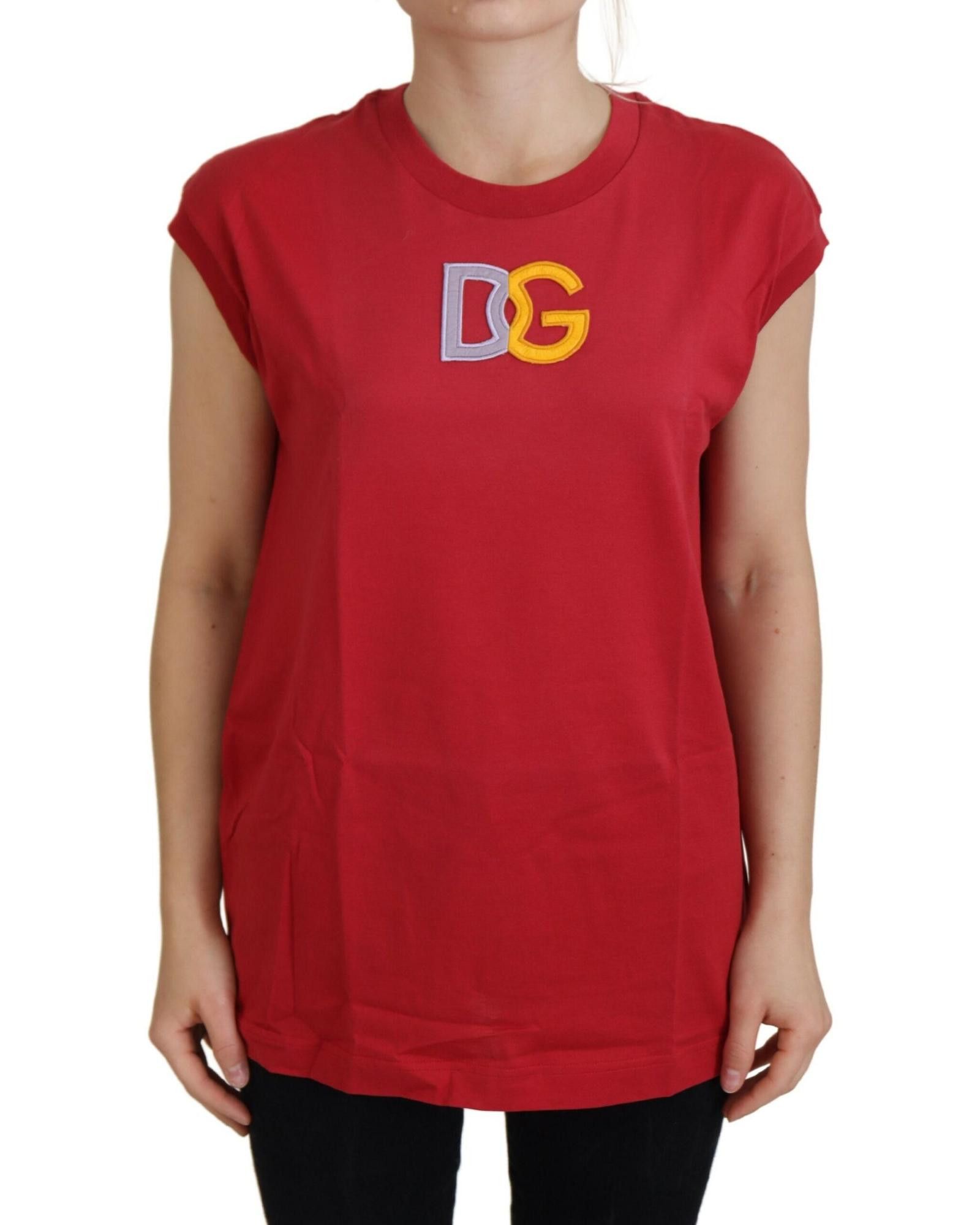 image of Dolce Gabbana Logo Tank Top T-Shirt in Red, Women's (Size Small)