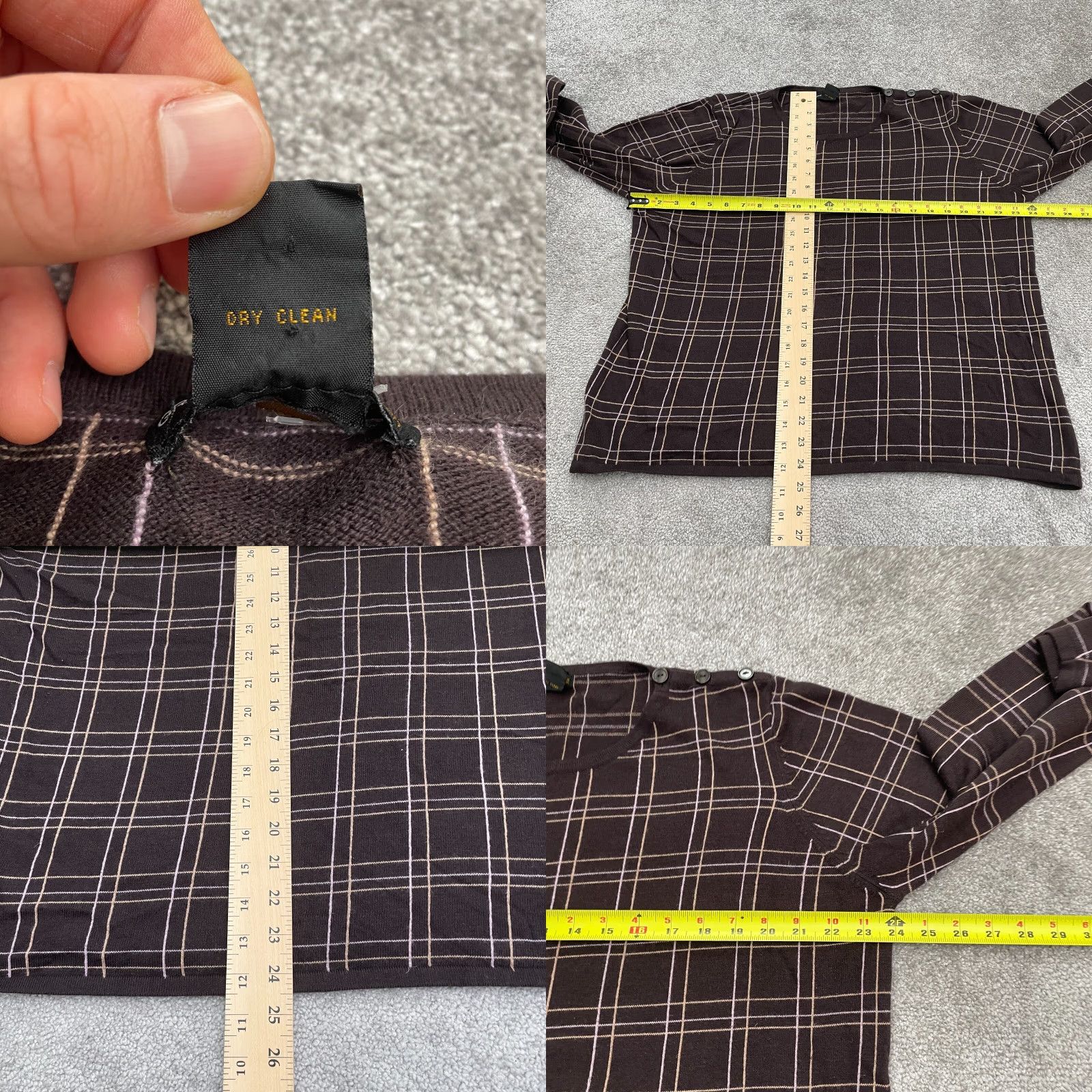 Vintage Grace Dane Lewis Sweater Women 2XL Brown Check Crew Neck Knit All Seasons Designer Womens Size XXL / US 16-18 / IT 52-54 - 8 Thumbnail