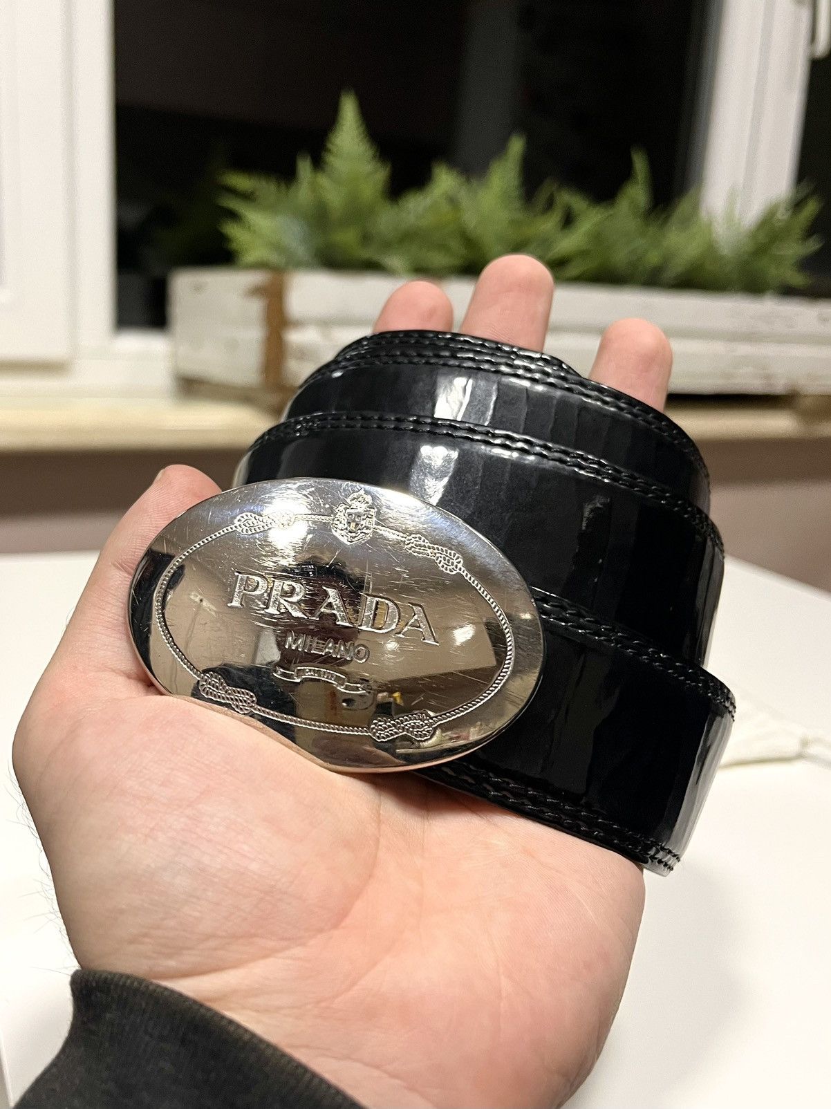 Prada Saffiano Belt Buckle Prada Man Belt Prada Leather Belt 85