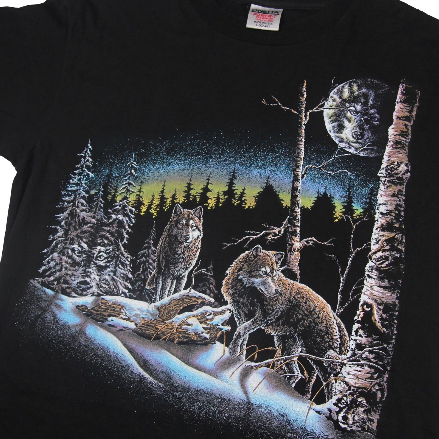 Vintage VINTAGE Wolf Abstract Graphic T Shirt Men L Black Size US L / EU 52-54 / 3 - 2 Thumbnail