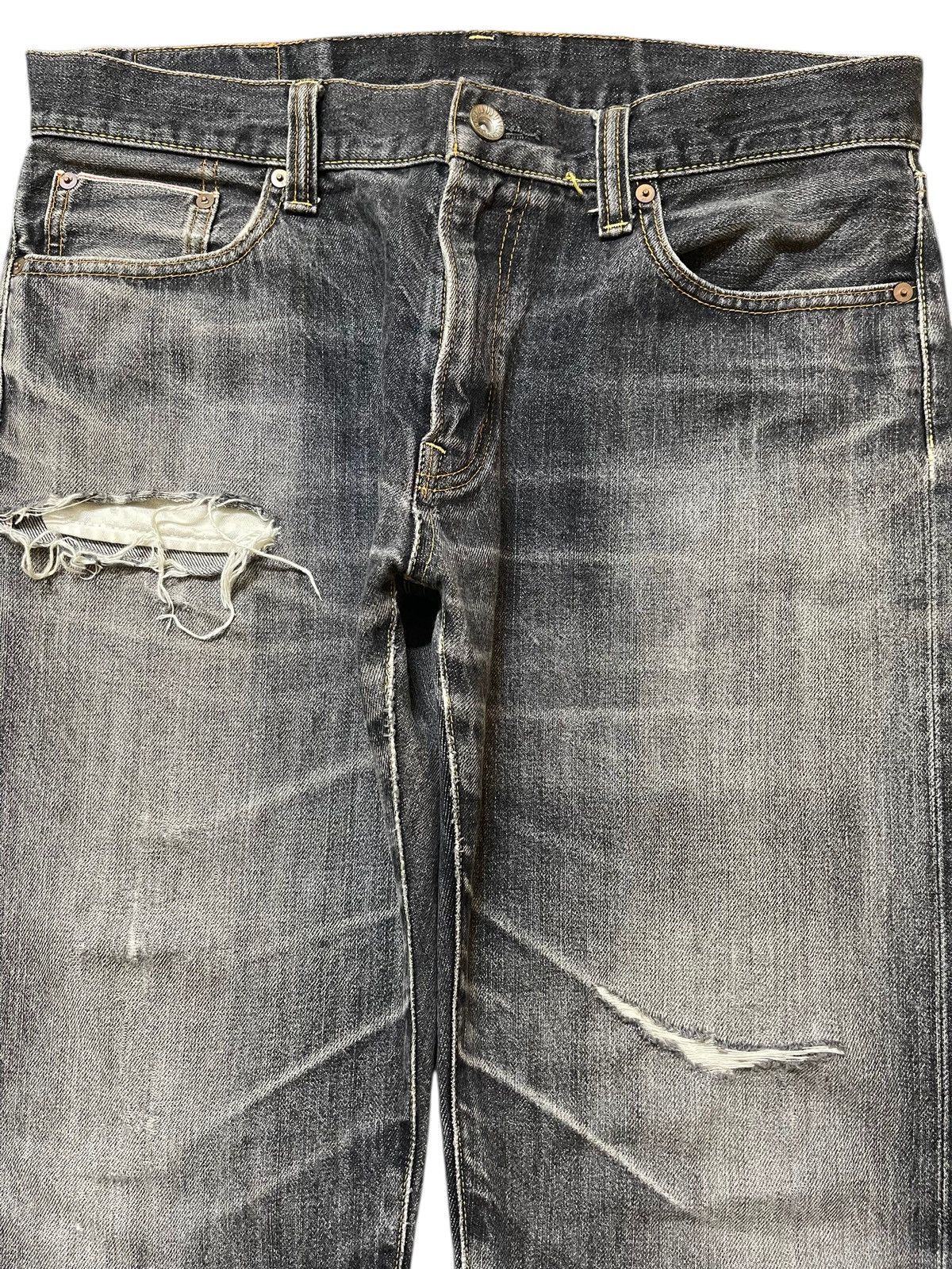 Uniqlo Vintage Japanese Uniqlo Selvedge Faded Stone Wash Distressed Size US 35 - 4 Thumbnail