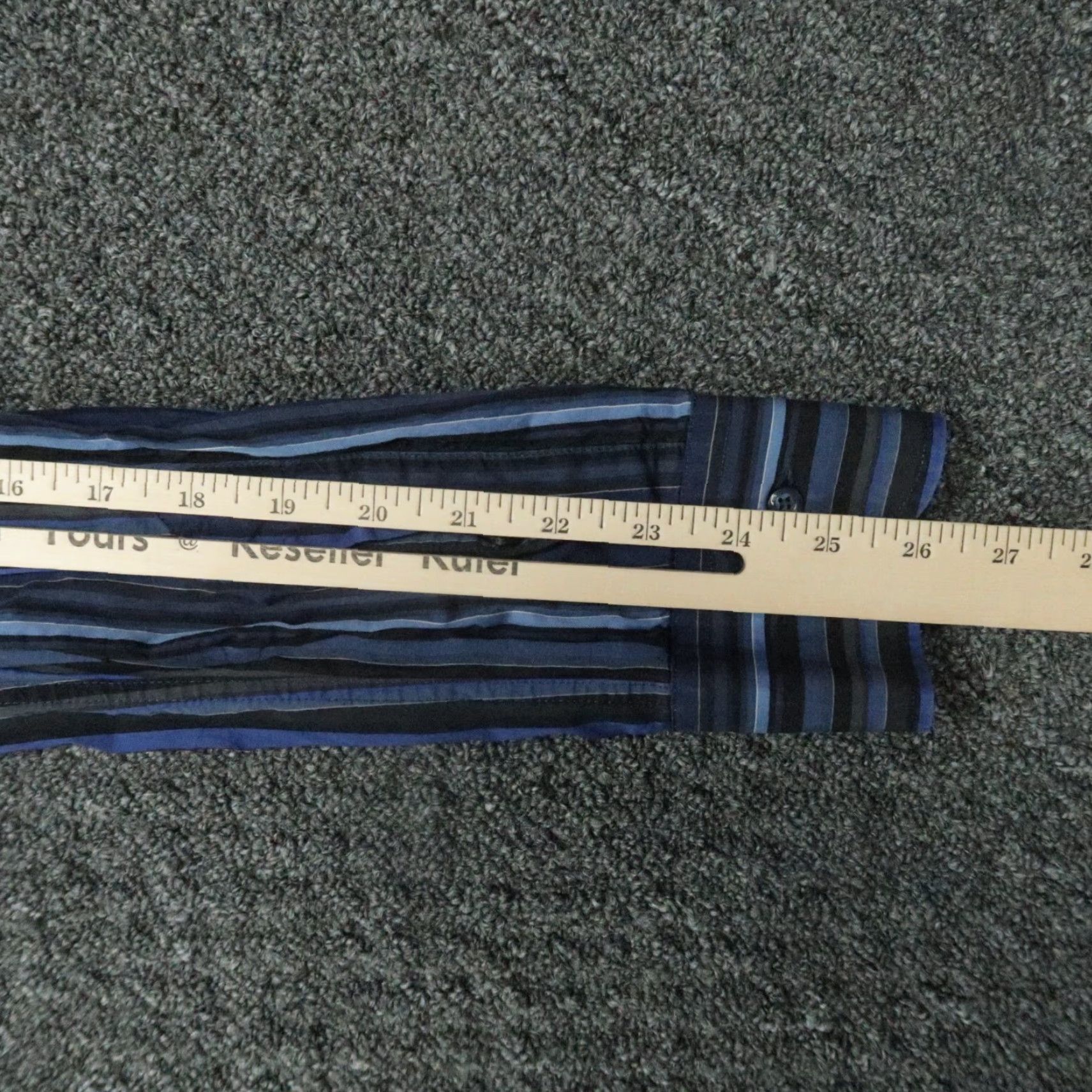 Etro ETRO Blue Black Striped Button-Up Shirt Mens Large Long Sleeve Slim Fit Italy Size US L / EU 52-54 / 3 - 7 Thumbnail