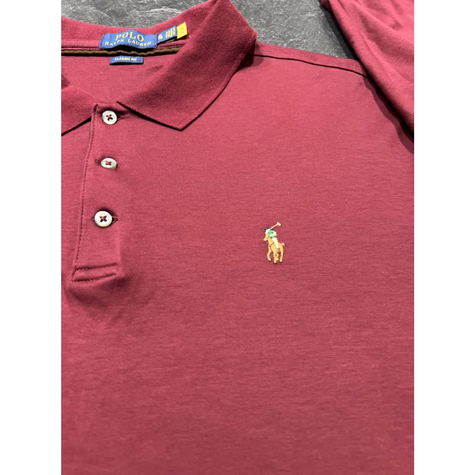 Polo Ralph Lauren Polo Ralph Lauren Polo Shirt XL Maroon Knit 100% Cotton Long Sleeve Embroidered Logo Golf Preppy Mens Regular Vintage: No Size US XL / EU 56 / 4 - 2 Thumbnail