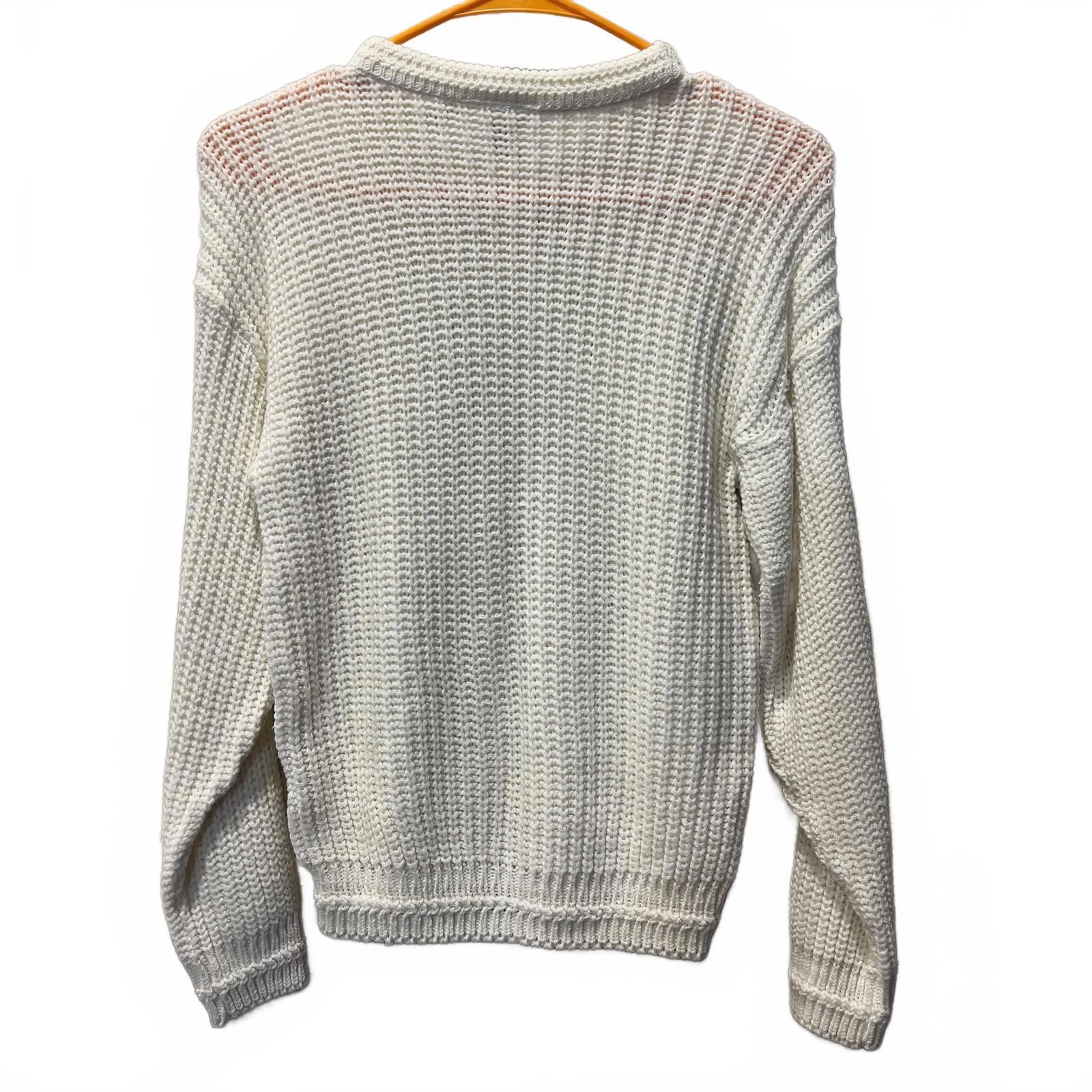Other New Moves Women's White Cable Knit Sweater Size L / US 10 / IT 46 - 2 Thumbnail
