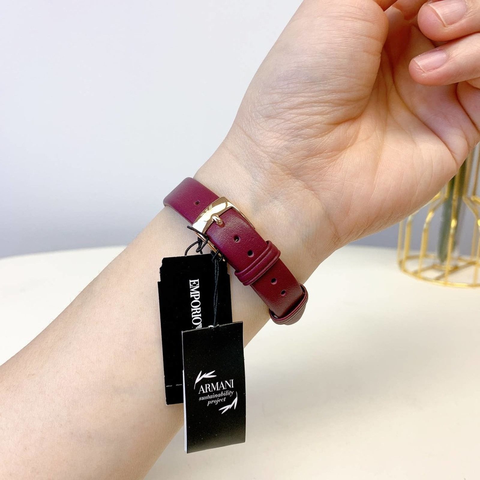 Armani Emporio Armani AR11487 Two-Hand Burgundy Leather Watch Size ONE SIZE - 6 Thumbnail