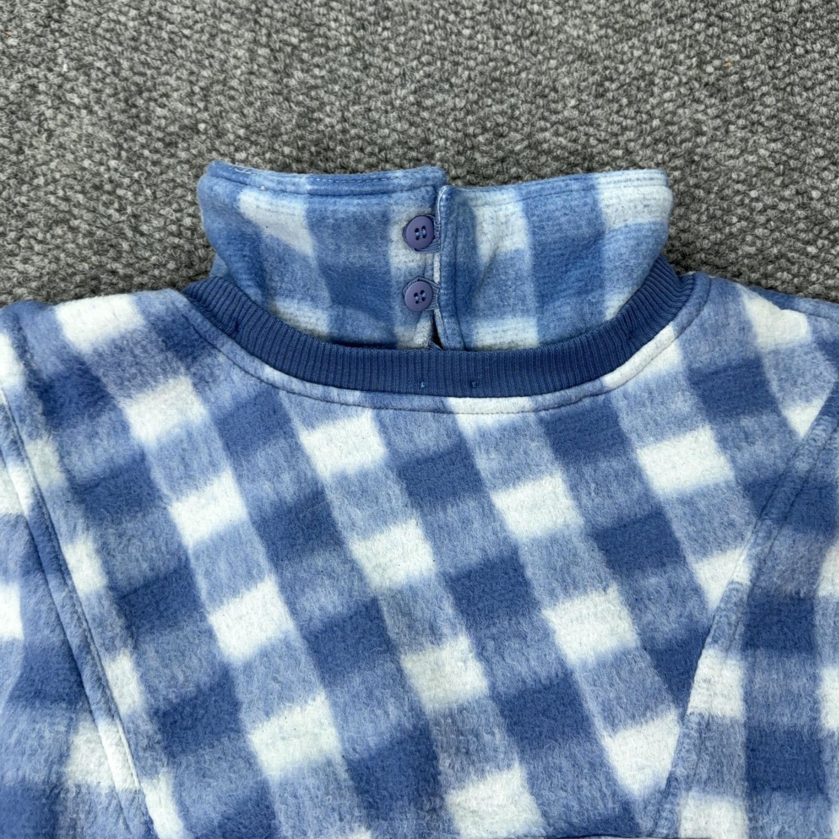 Vintage VINTAGE Northern Isles Pullover Womens Small Blue White Fleece Gingham Check Mock Neck Sweatshirt Size S / US 4 / IT 40 - 4 Thumbnail