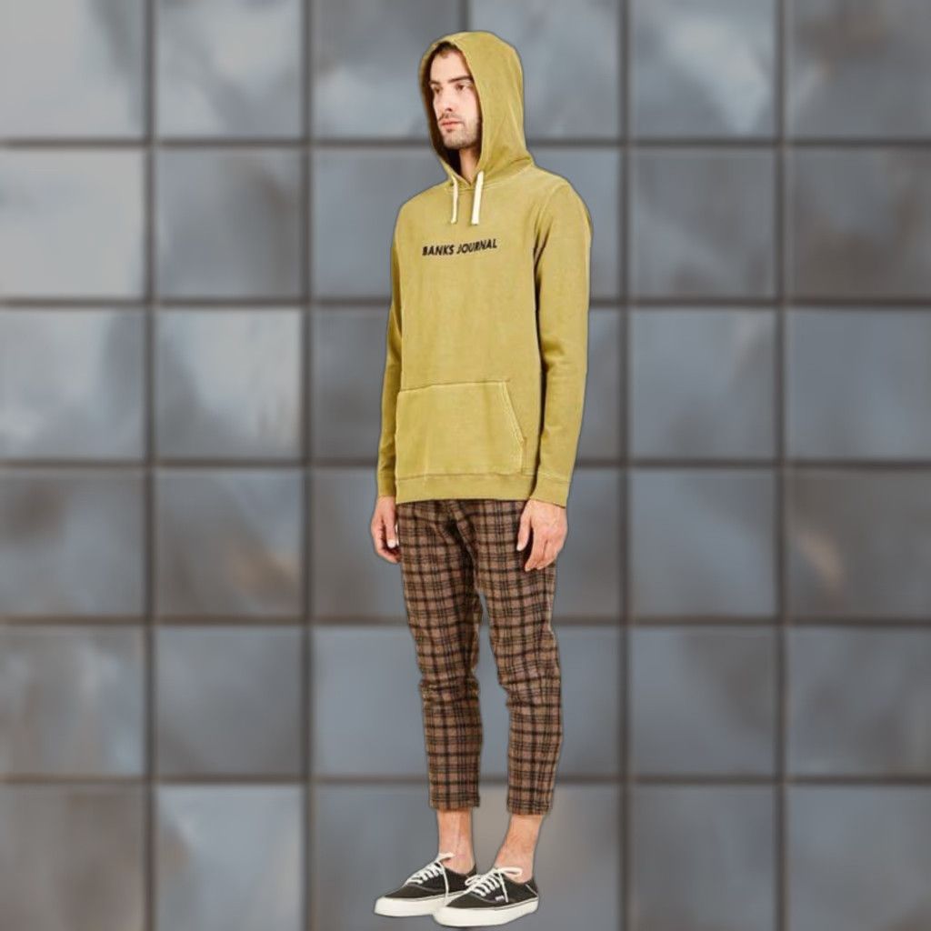 Banks Journal Banks Journal The Label Organic Cotton Terry Embroidered Pullover Hoodie M Mens Yellow Hoodie Size US M / EU 48-50 / 2 - 1 Thumbnail