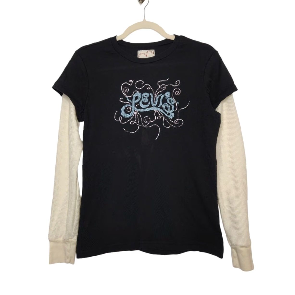Levi's VINTAGE Levi's Thermal Waffle Long Sleeve T-Shirt 90s y2k Medium Black Womens Shirt Size M / US 6-8 / IT 42-44 - 2 Thumbnail
