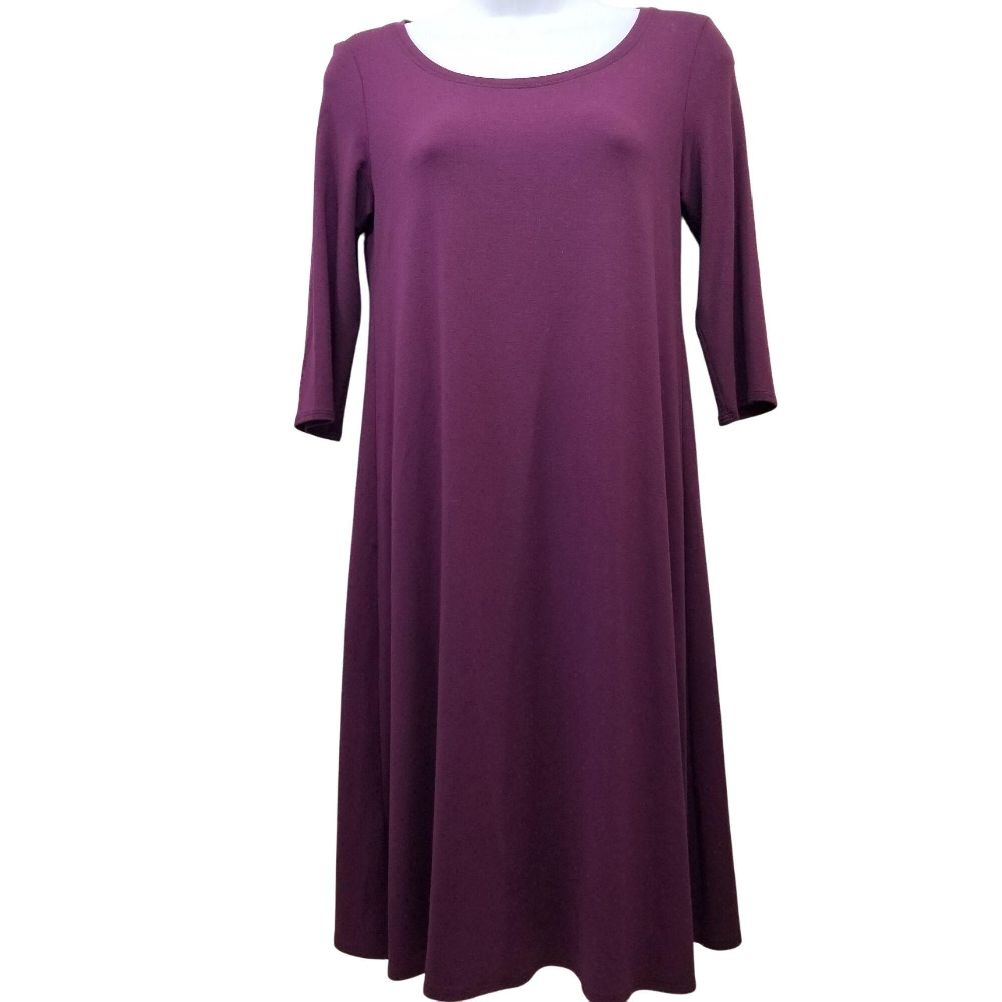Eileen Fisher Eileen Fisher PP Purple Dress Elbow Sleeve Petite XS Stretch Size XS / US 0-2 / IT 36-38 - 3 Thumbnail