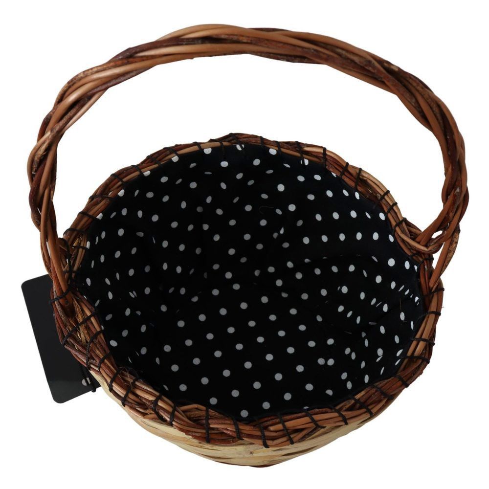 Dolce & Gabbana Dolce & Gabbana Beige Wood Wicker Rattan Basket Tote Bag Size ONE SIZE - 3 Thumbnail