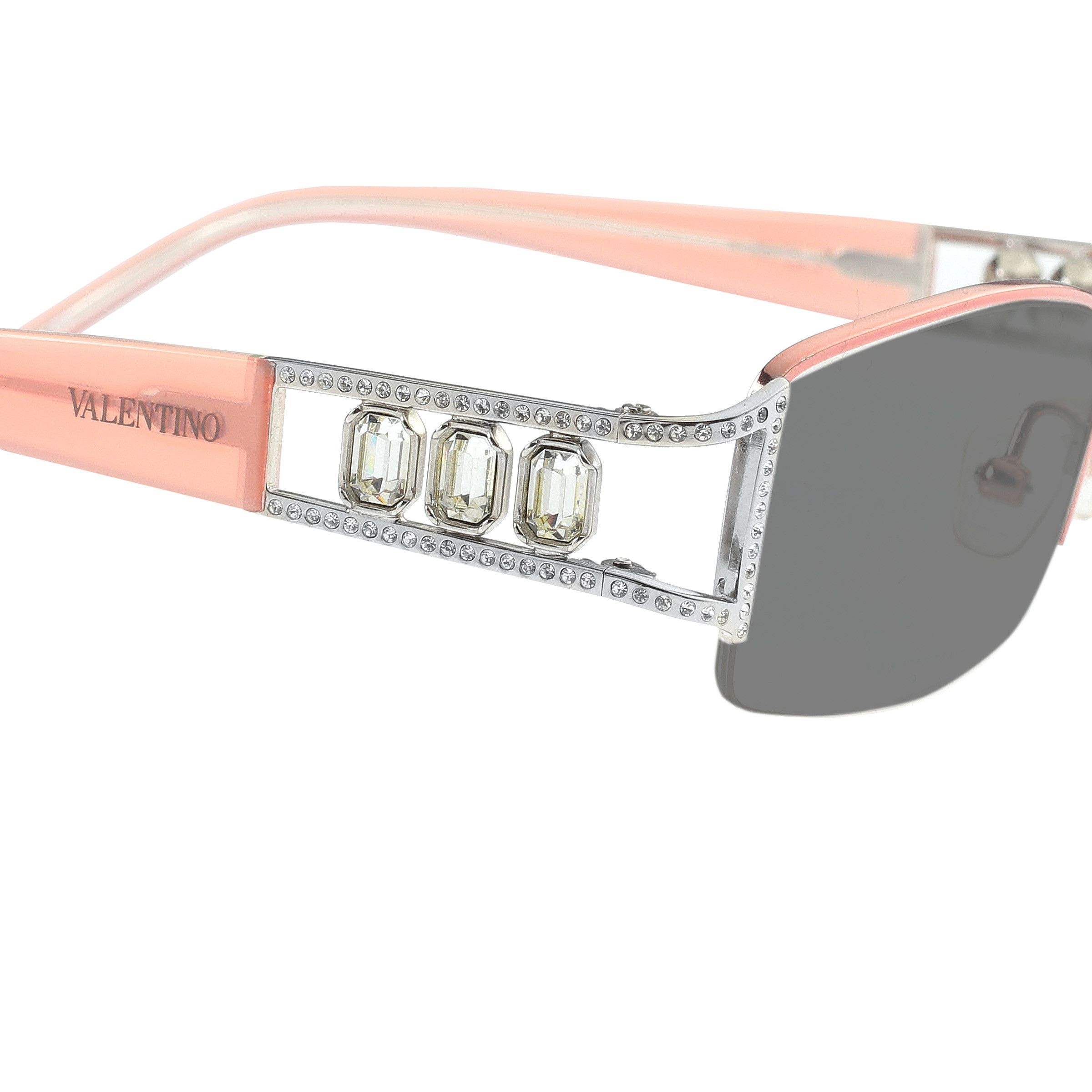 Valentino Valentino '90s Baby Pink Crystal Half Rim Sunglasses Black Size ONE SIZE - 1 Thumbnail
