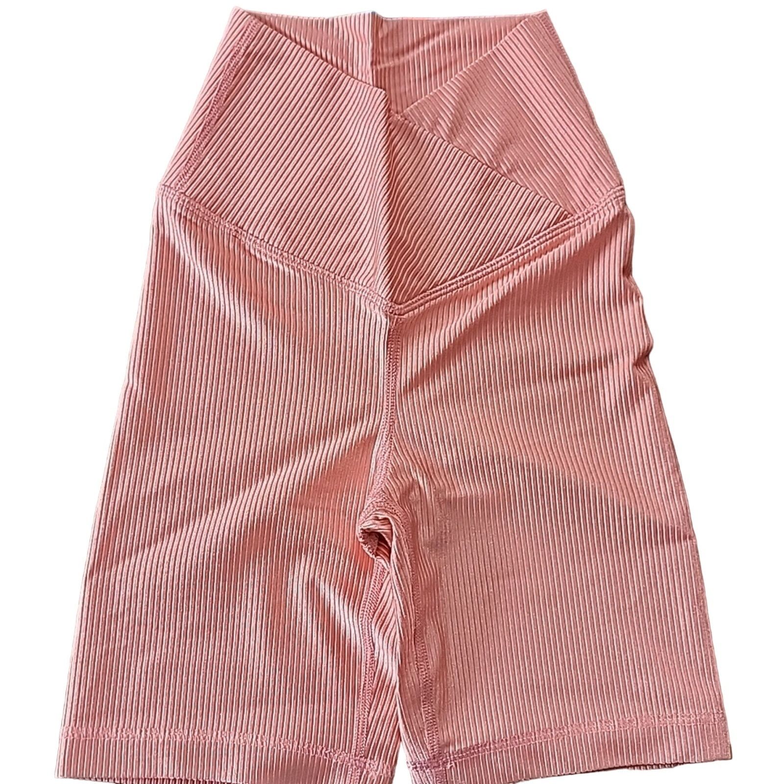 Other Shiny Pink Ribbed Crossover Bike Shorts Size XS Size 25" / US 0 / IT 36 - 2 Thumbnail