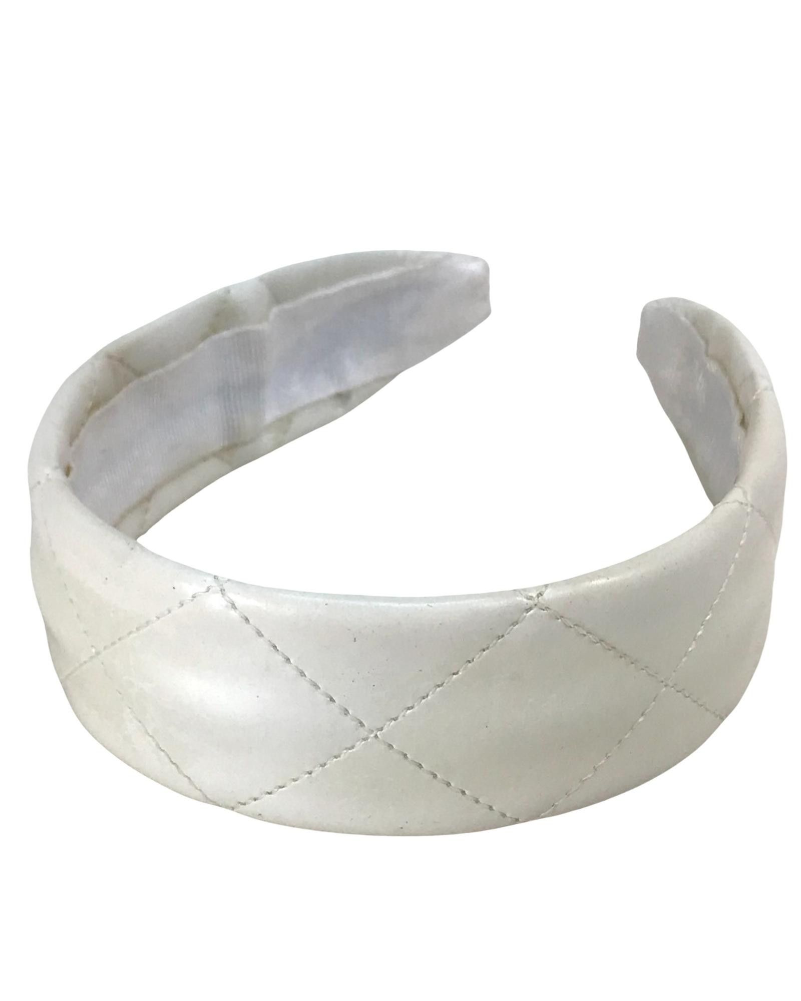 image of Chanel Matelasse Leather Alice Band in White, Women's